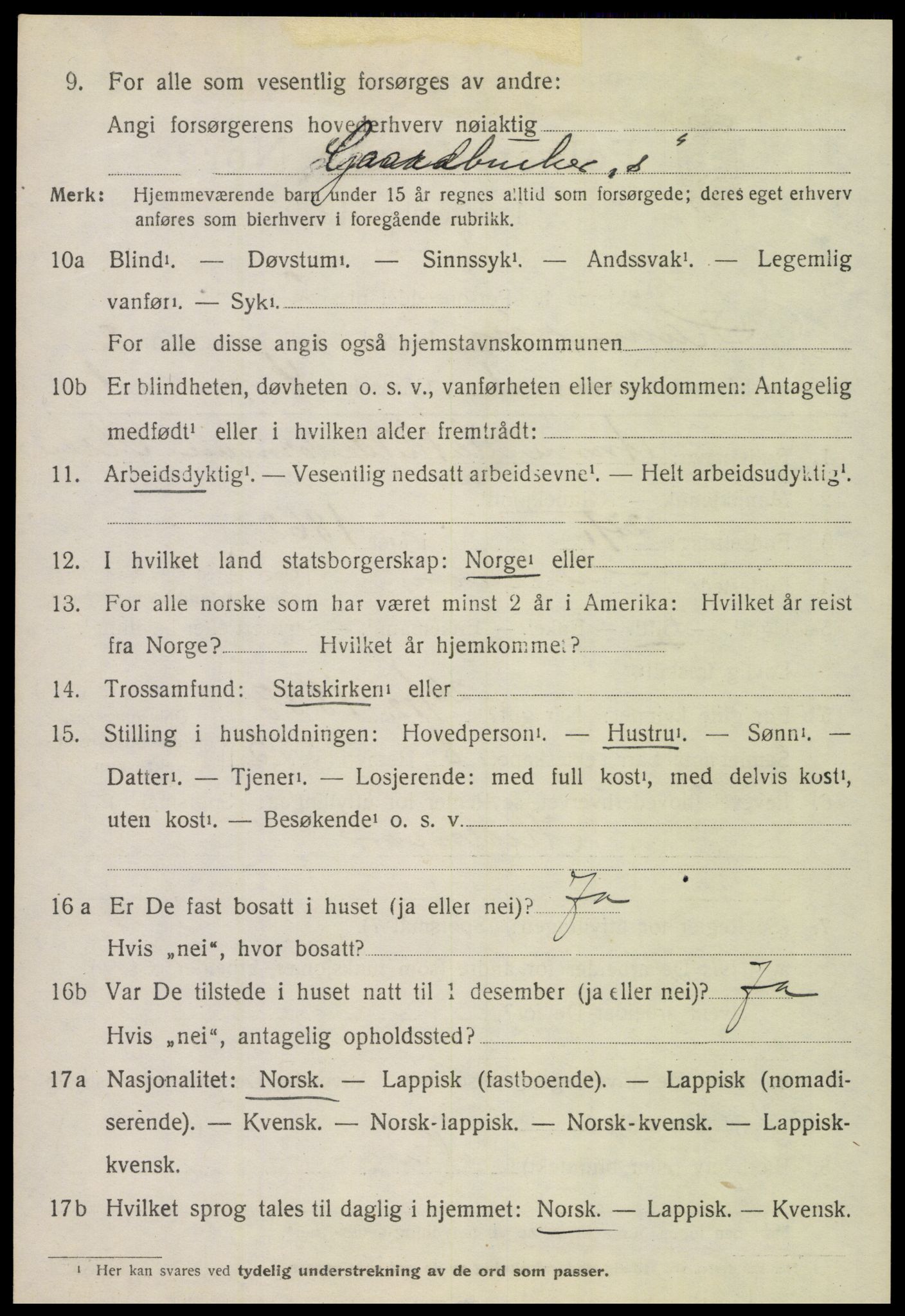 SAT, 1920 census for Hamarøy, 1920, p. 1431