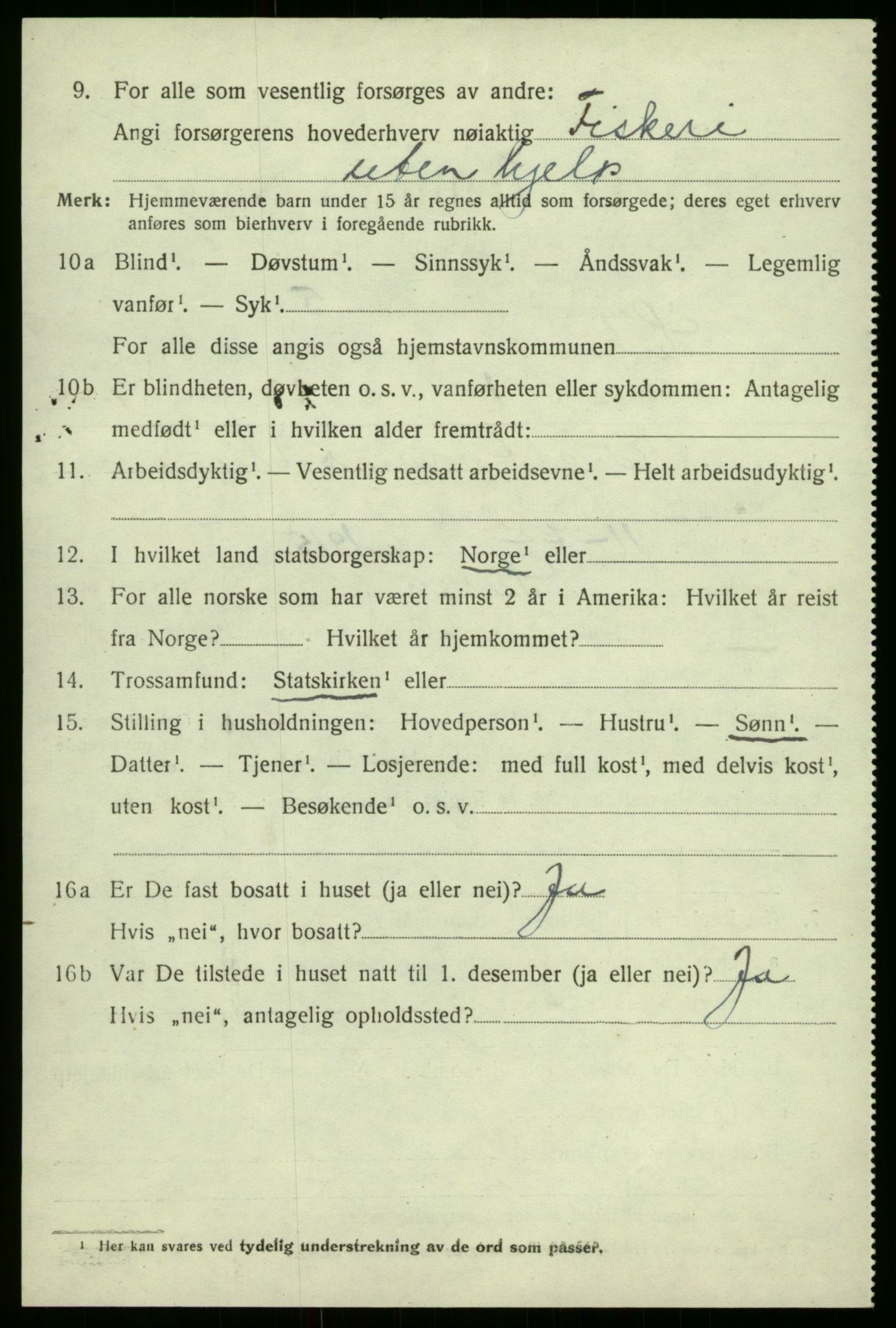 SAB, 1920 census for Solund, 1920, p. 2445