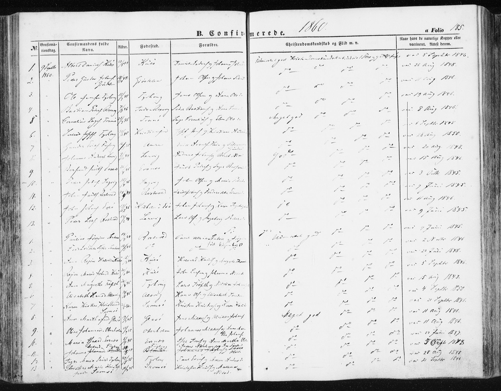 Ministerialprotokoller, klokkerbøker og fødselsregistre - Møre og Romsdal, AV/SAT-A-1454/581/L0937: Parish register (official) no. 581A05, 1853-1872, p. 185