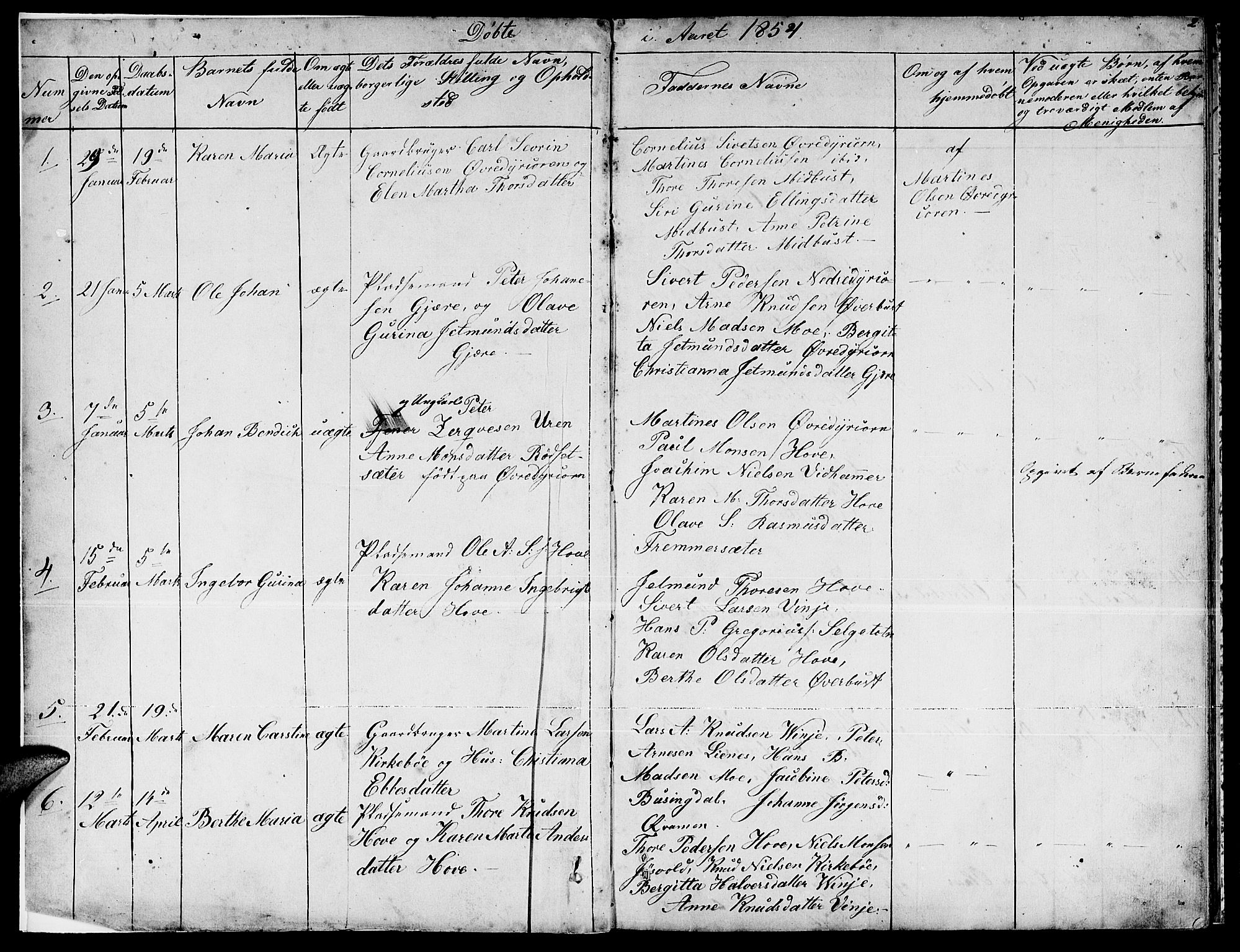 Ministerialprotokoller, klokkerbøker og fødselsregistre - Møre og Romsdal, SAT/A-1454/521/L0300: Parish register (copy) no. 521C01, 1854-1881, p. 2