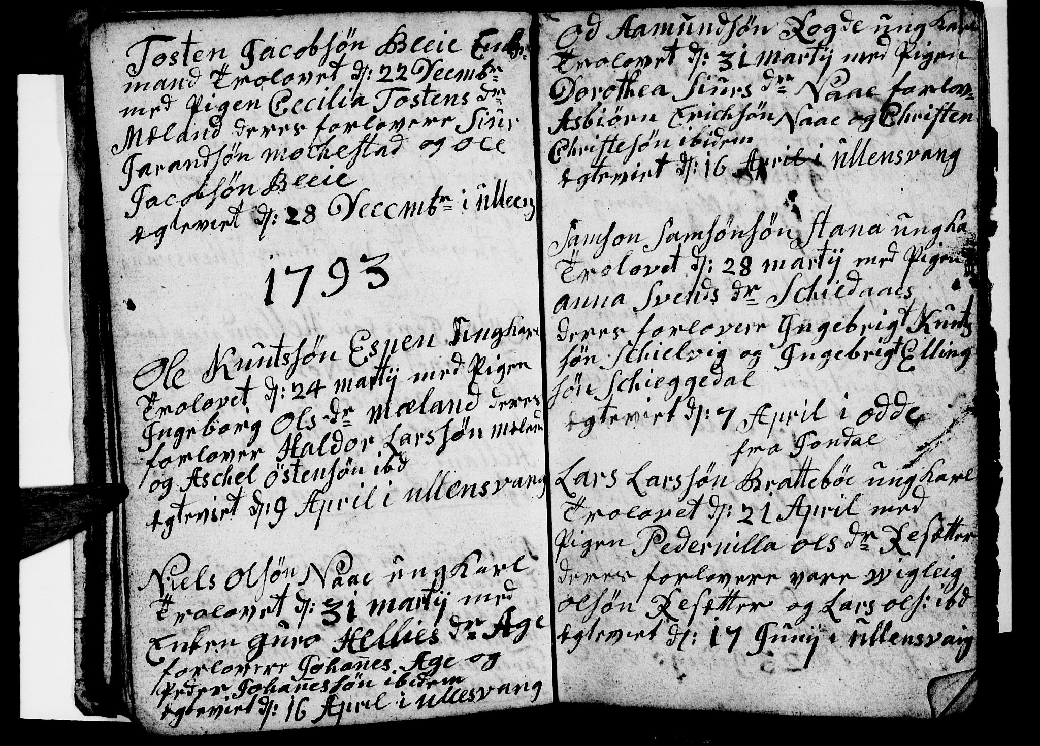 Ullensvang sokneprestembete, SAB/A-78701/H/Hab: Parish register (copy) no. B 7, 1792-1797