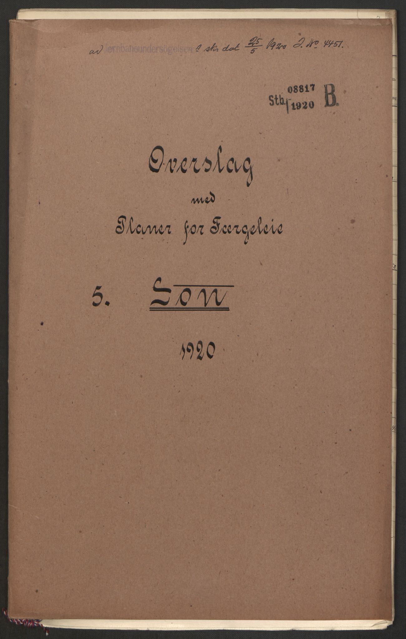 Norges Statsbaner, Baneavdelingen B, AV/RA-S-1619/1/F/Fa/L0042: NORGE-JYLLAND, 1920, p. 51