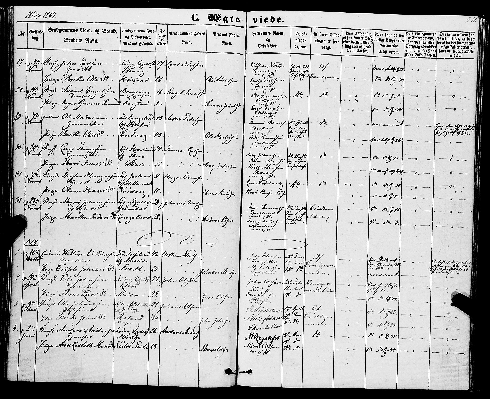Os sokneprestembete, SAB/A-99929: Parish register (official) no. A 17, 1860-1873, p. 211