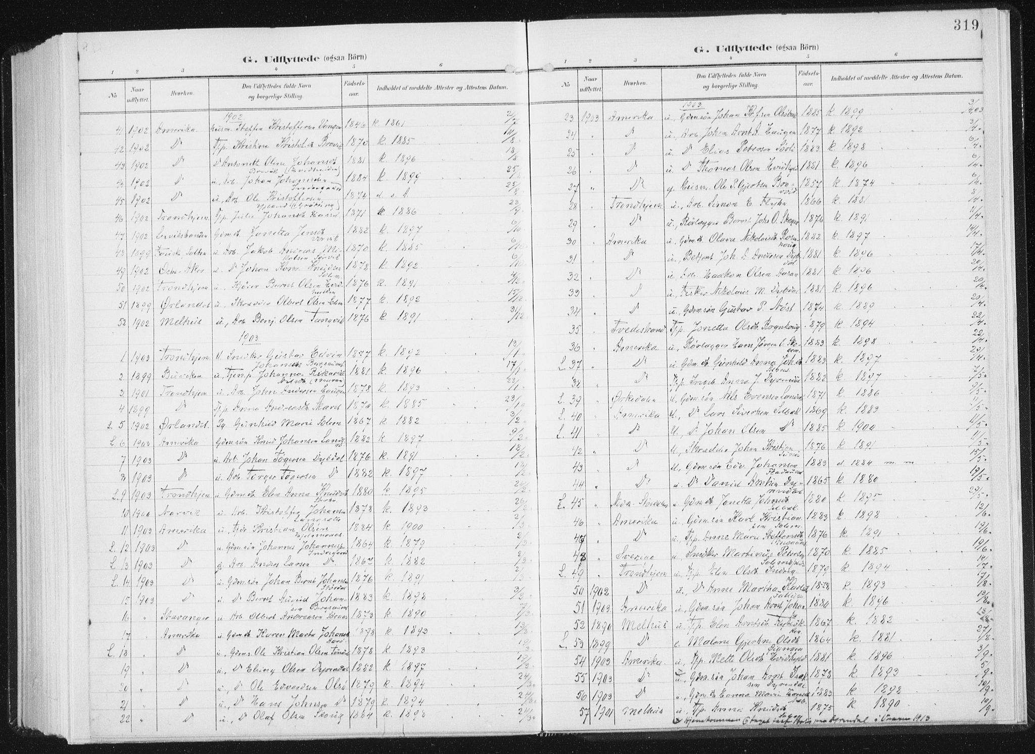 Ministerialprotokoller, klokkerbøker og fødselsregistre - Sør-Trøndelag, SAT/A-1456/647/L0635: Parish register (official) no. 647A02, 1896-1911, p. 319