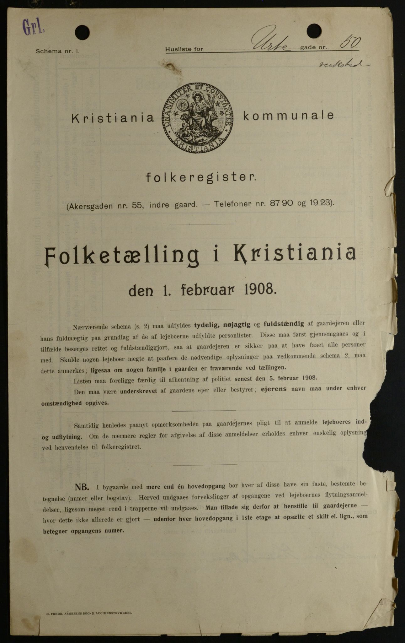 OBA, Municipal Census 1908 for Kristiania, 1908, p. 108931