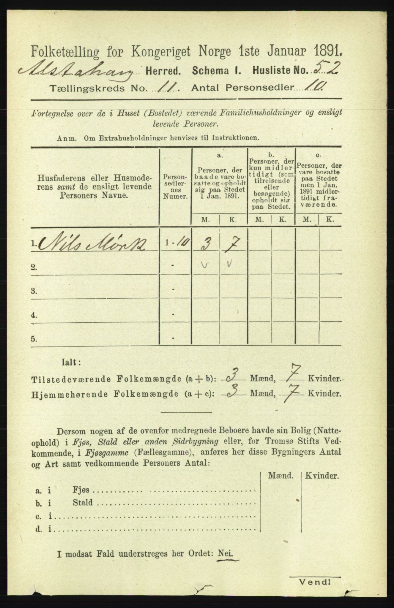 RA, 1891 census for 1820 Alstahaug, 1891, p. 3865