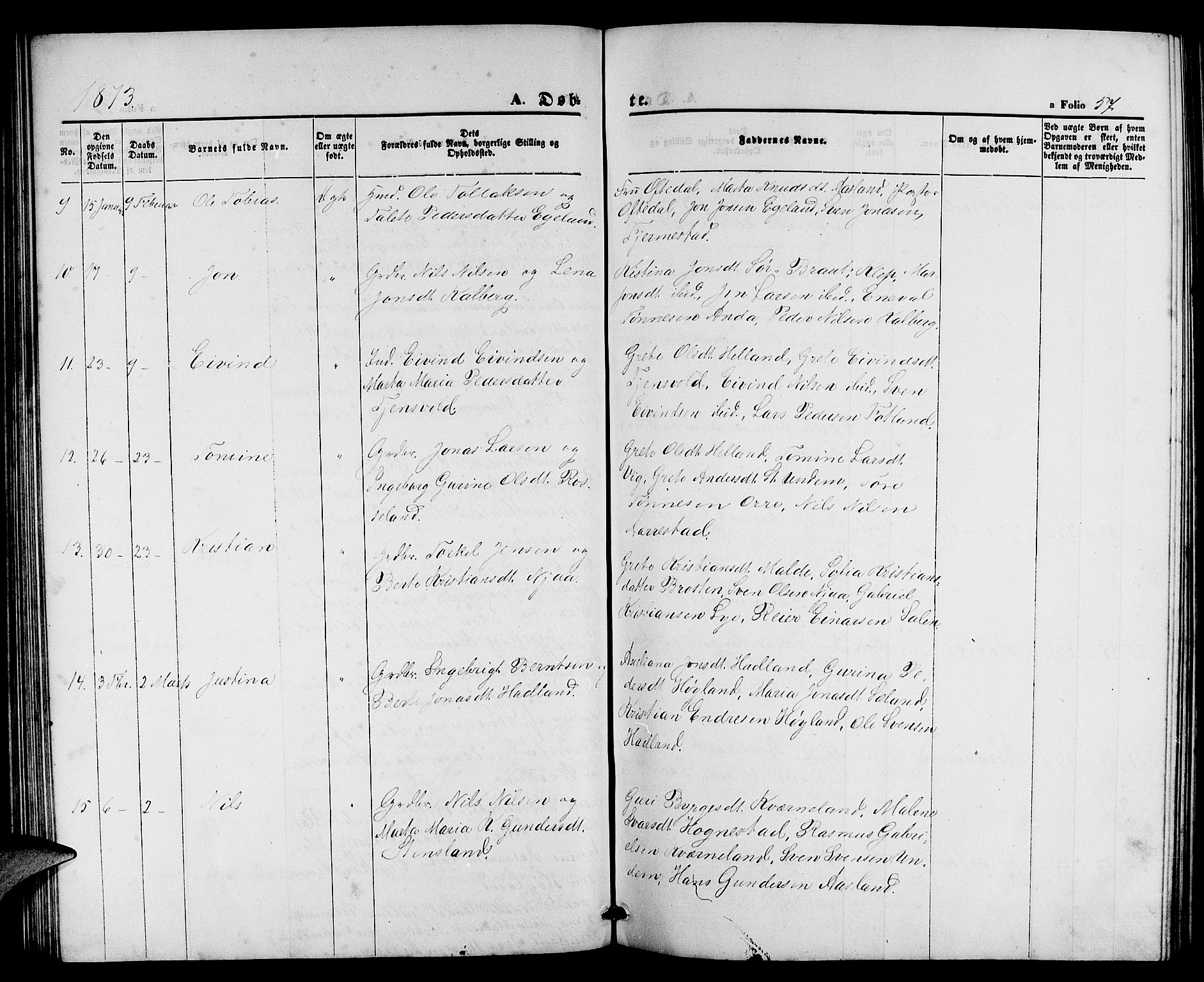 Lye sokneprestkontor, AV/SAST-A-101794/001/30BB/L0004: Parish register (copy) no. B 4, 1868-1878, p. 57