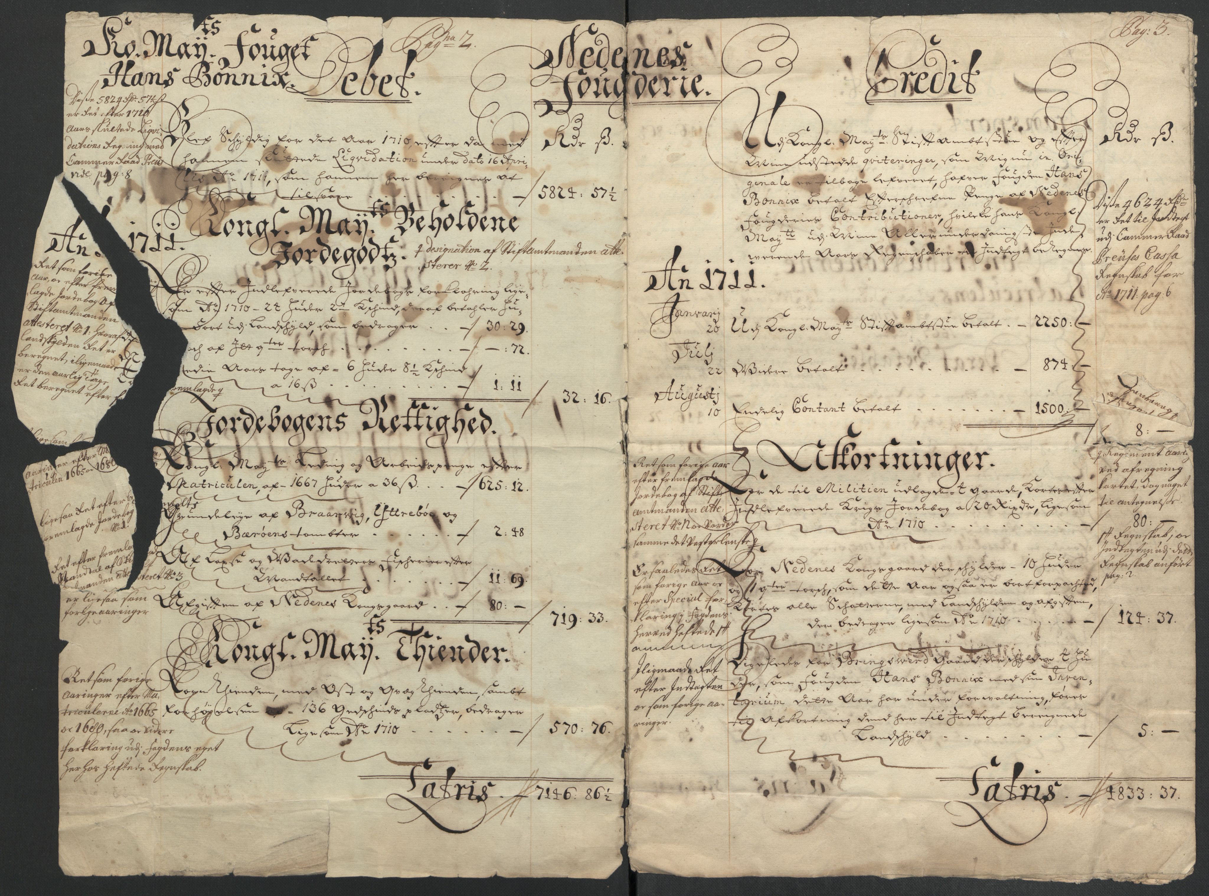 Rentekammeret inntil 1814, Reviderte regnskaper, Fogderegnskap, AV/RA-EA-4092/R39/L2319: Fogderegnskap Nedenes, 1710-1711, p. 172