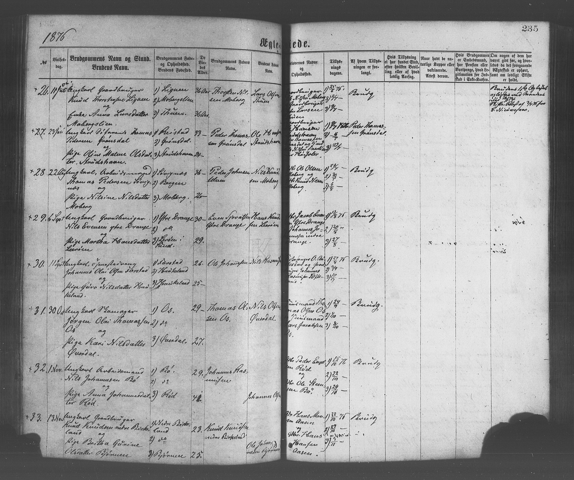 Os sokneprestembete, SAB/A-99929: Parish register (official) no. A 18, 1874-1884, p. 235