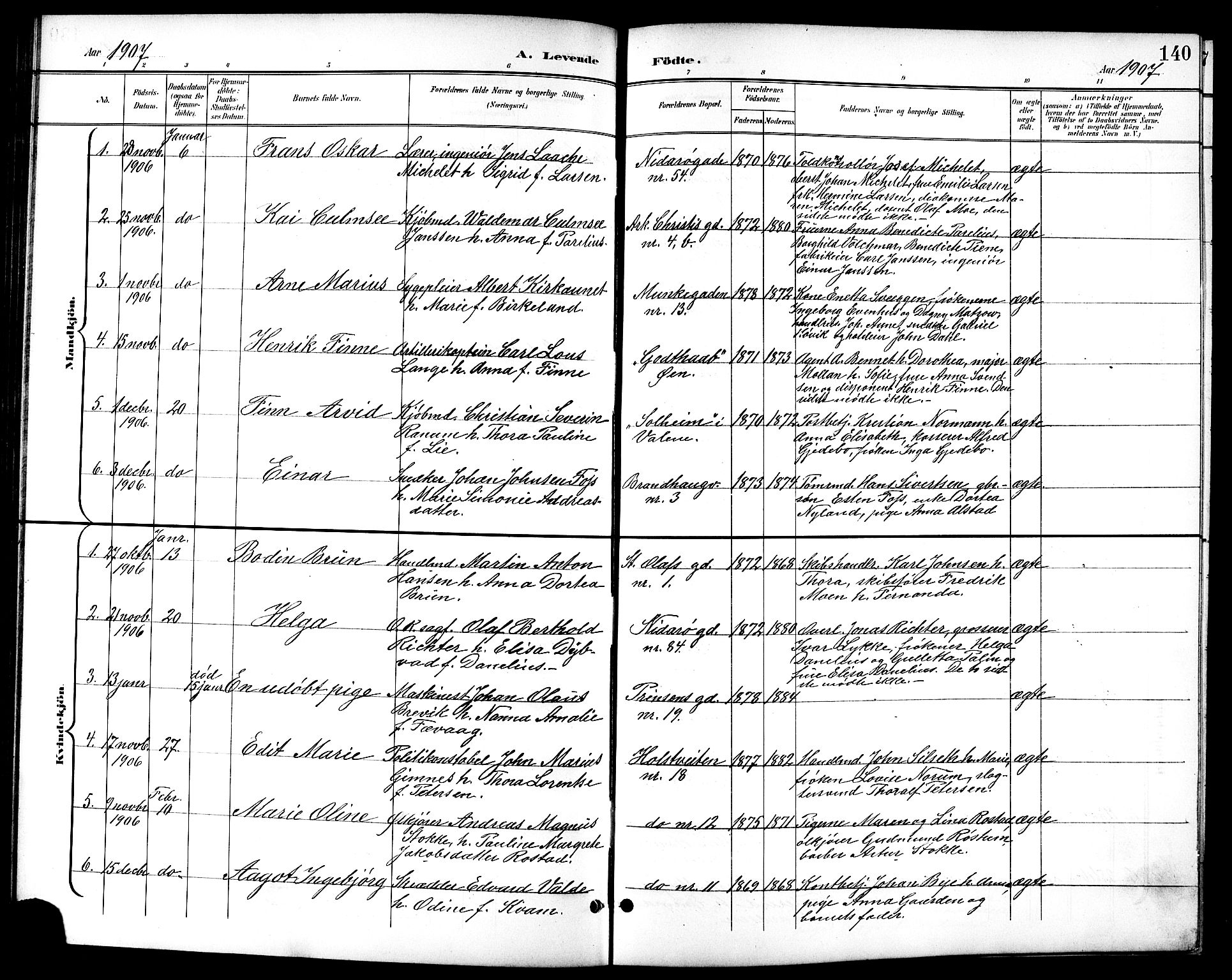 Ministerialprotokoller, klokkerbøker og fødselsregistre - Sør-Trøndelag, SAT/A-1456/601/L0094: Parish register (copy) no. 601C12, 1898-1911, p. 140