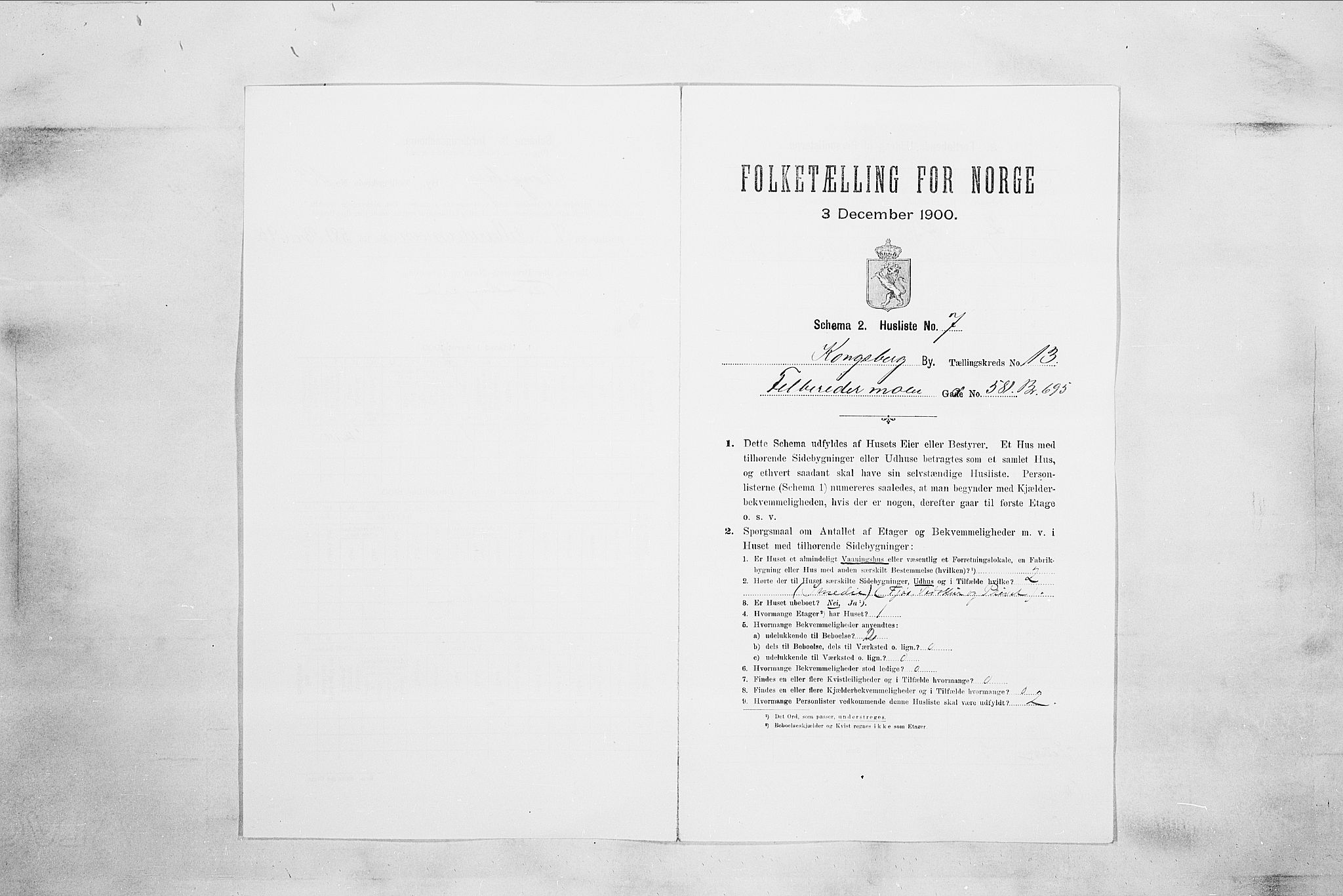 RA, 1900 census for Kongsberg, 1900, p. 2254
