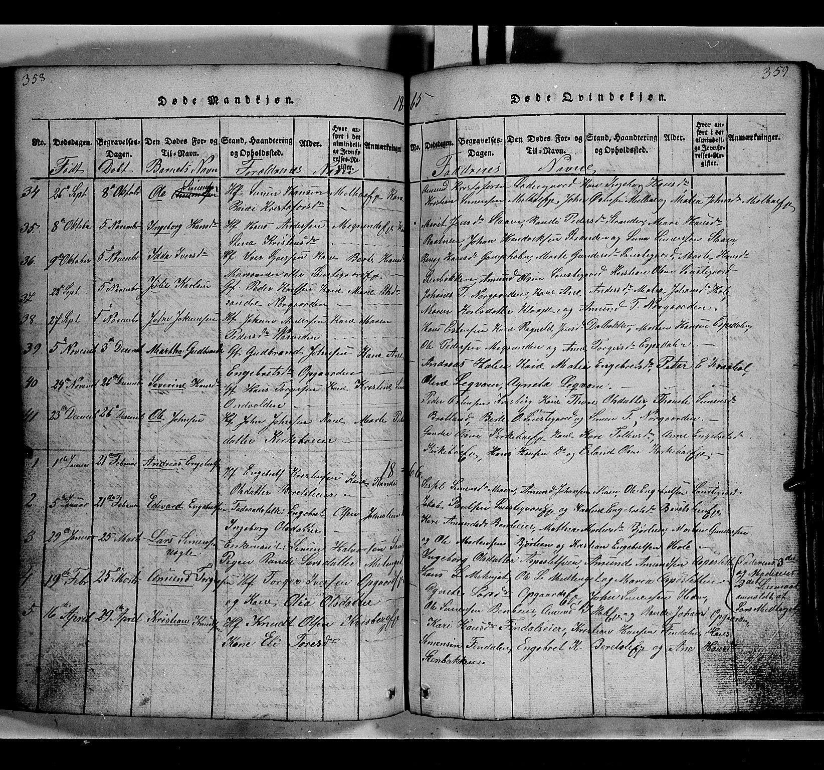 Gausdal prestekontor, SAH/PREST-090/H/Ha/Hab/L0002: Parish register (copy) no. 2, 1818-1874, p. 358-359