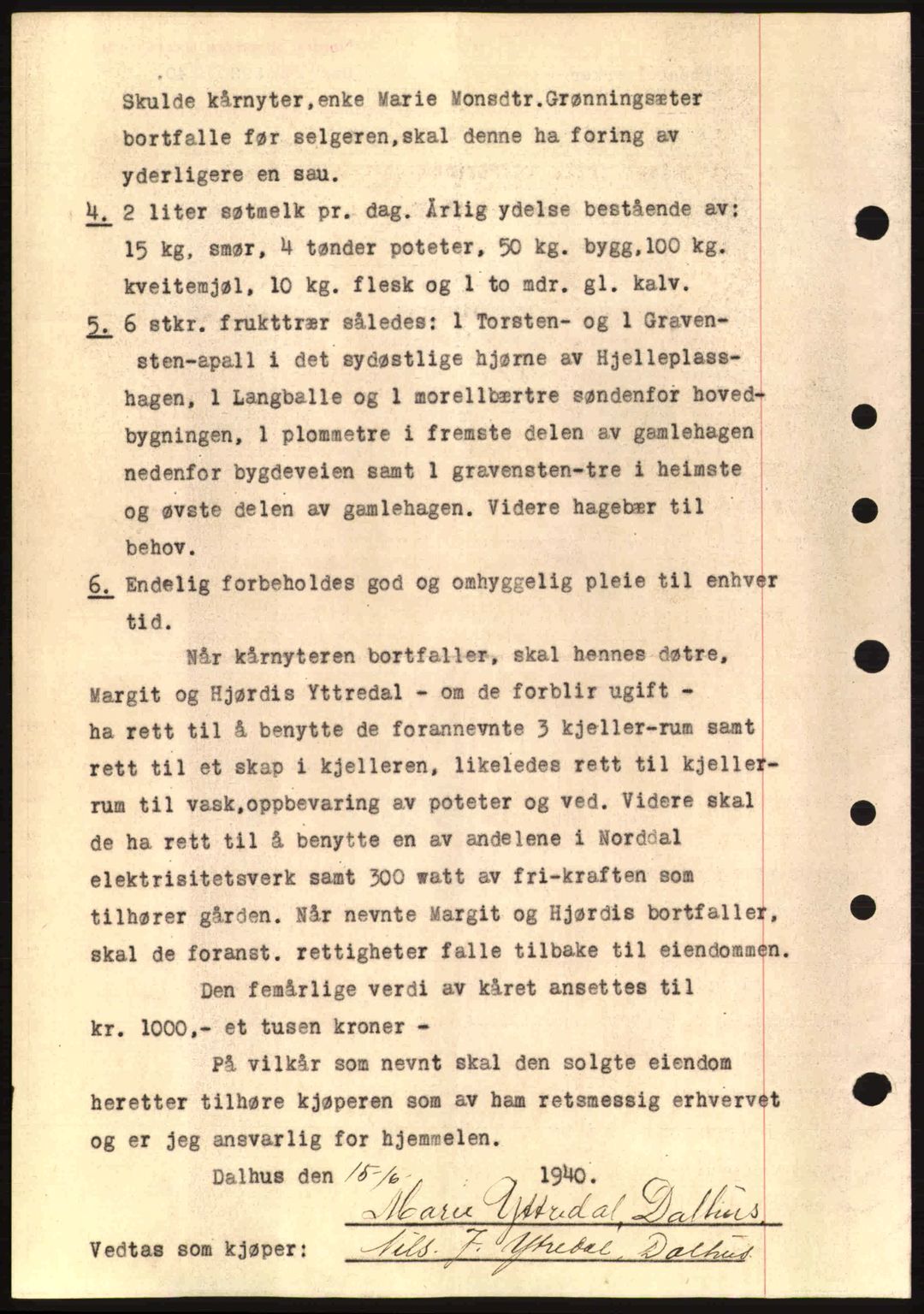 Nordre Sunnmøre sorenskriveri, AV/SAT-A-0006/1/2/2C/2Ca: Mortgage book no. A8, 1939-1940, Diary no: : 592/1940