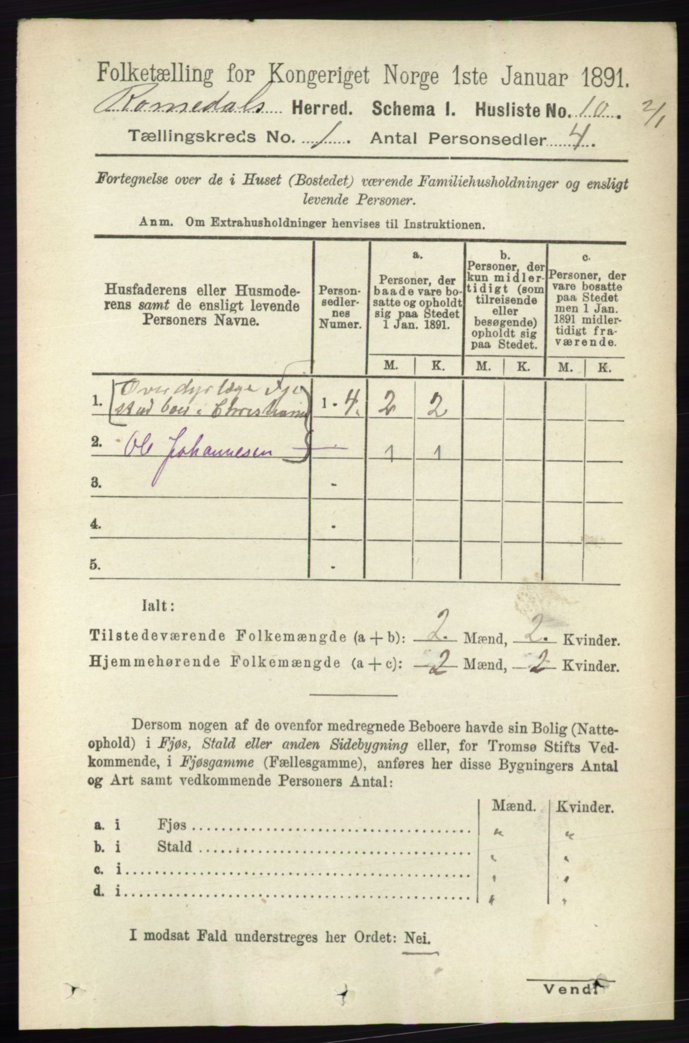 RA, 1891 census for 0416 Romedal, 1891, p. 40