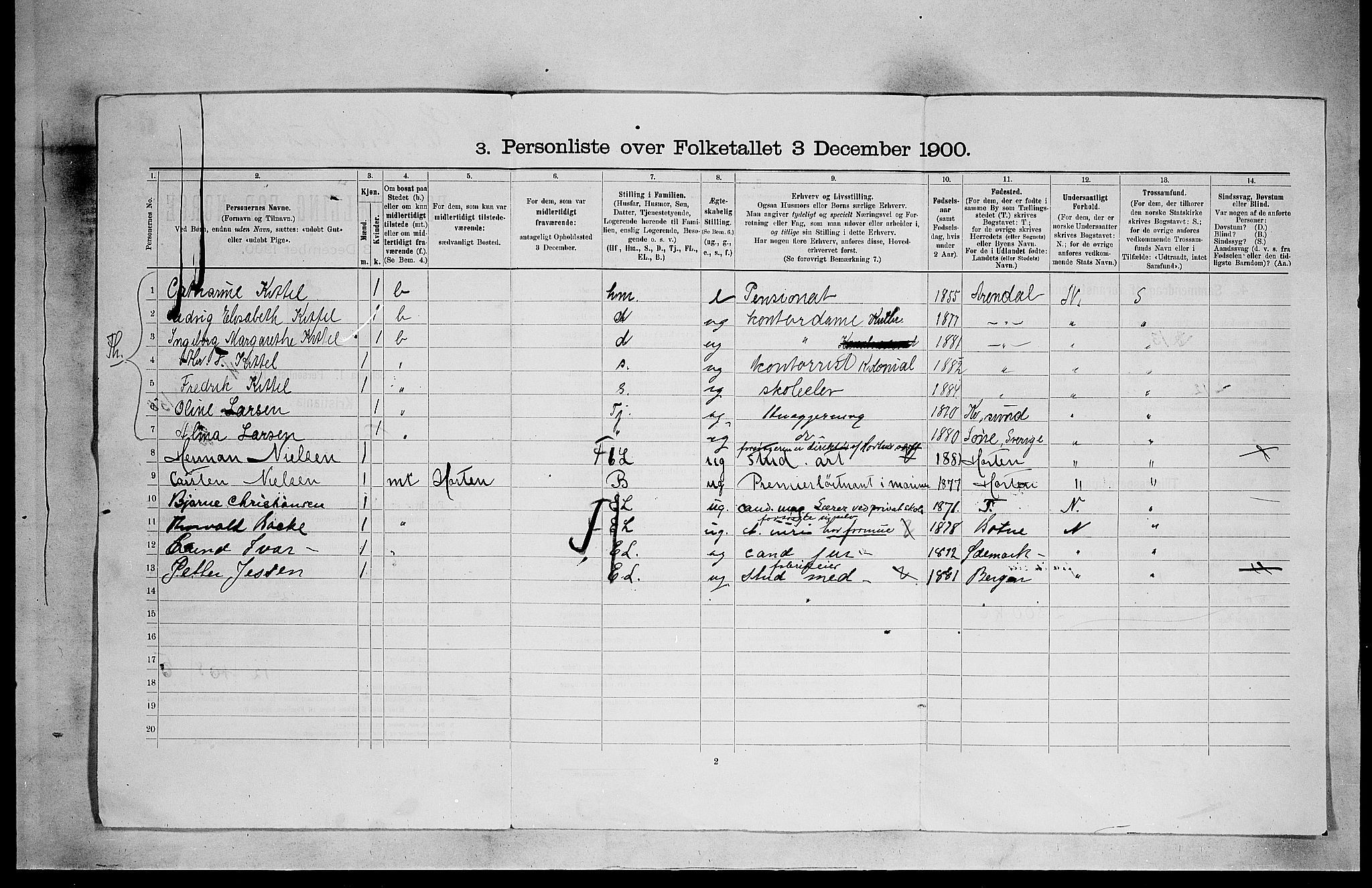 SAO, 1900 census for Kristiania, 1900, p. 3678