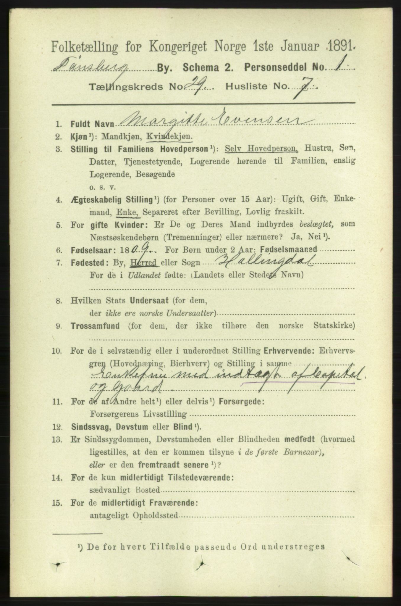 RA, 1891 census for 0705 Tønsberg, 1891, p. 7157