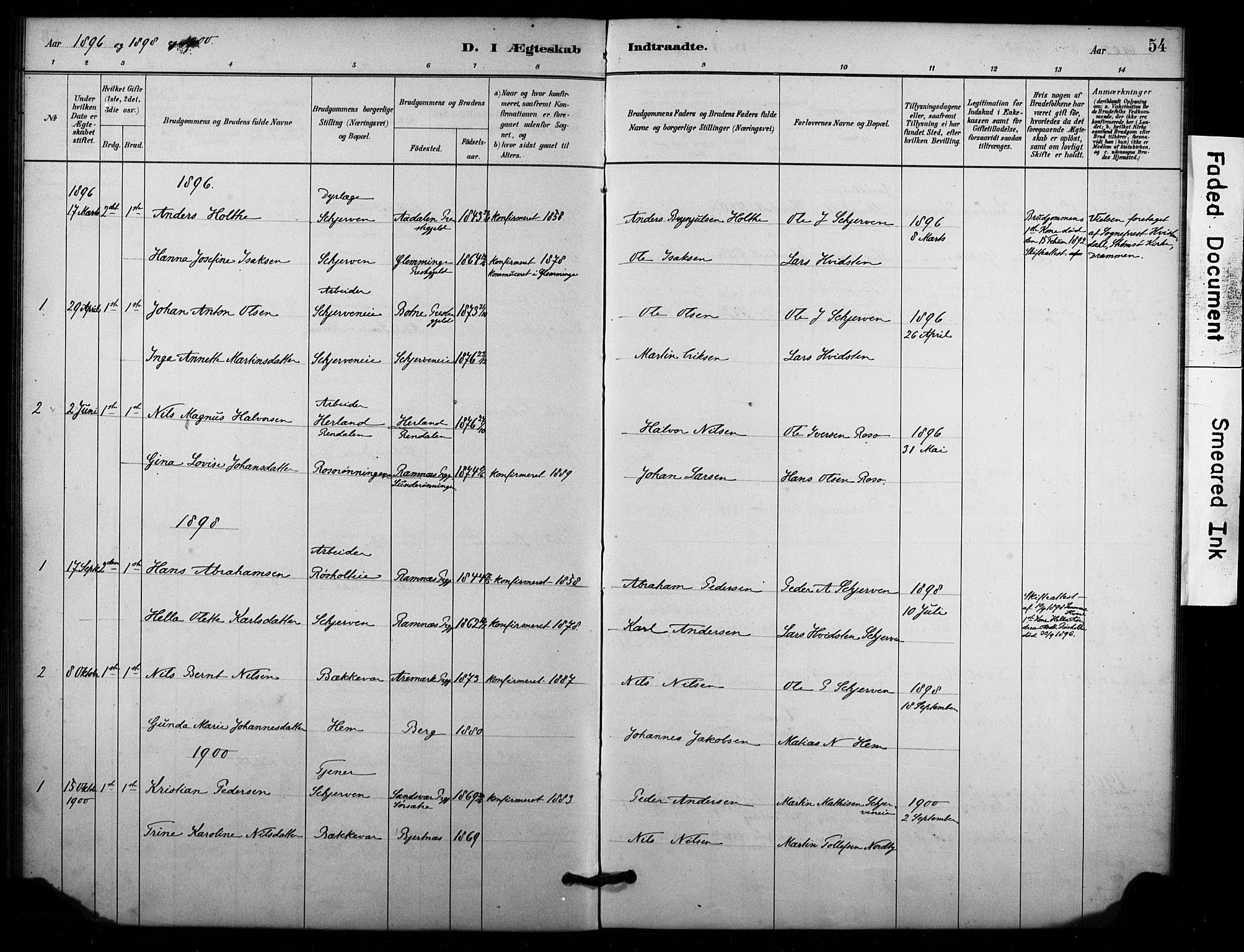 Lardal kirkebøker, SAKO/A-350/F/Fc/L0001: Parish register (official) no. III 1, 1881-1906, p. 54