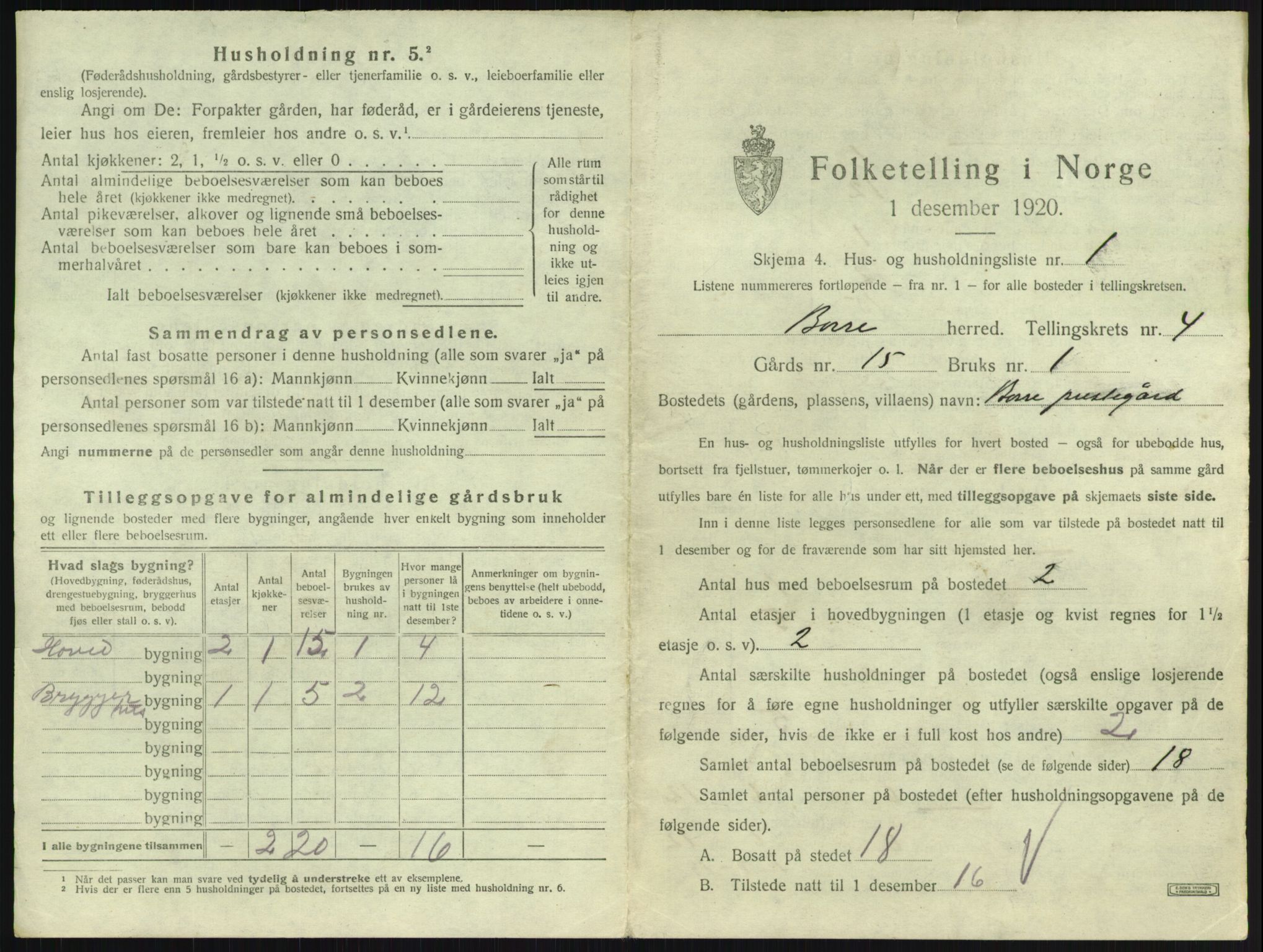 SAKO, 1920 census for Borre, 1920, p. 992