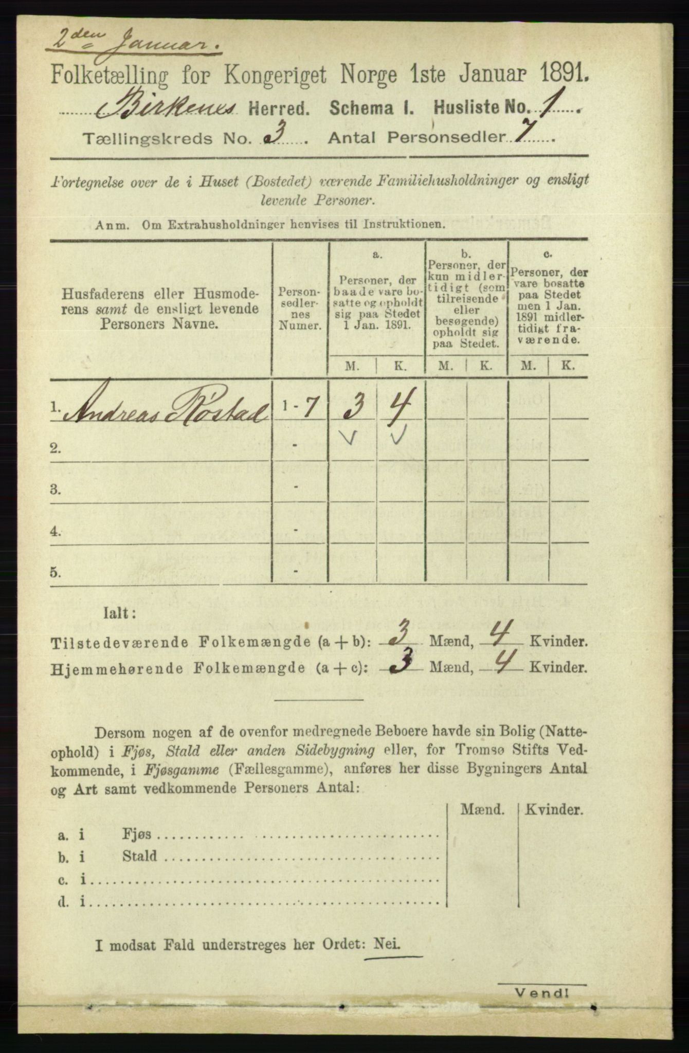 RA, 1891 Census for 0928 Birkenes, 1891, p. 781