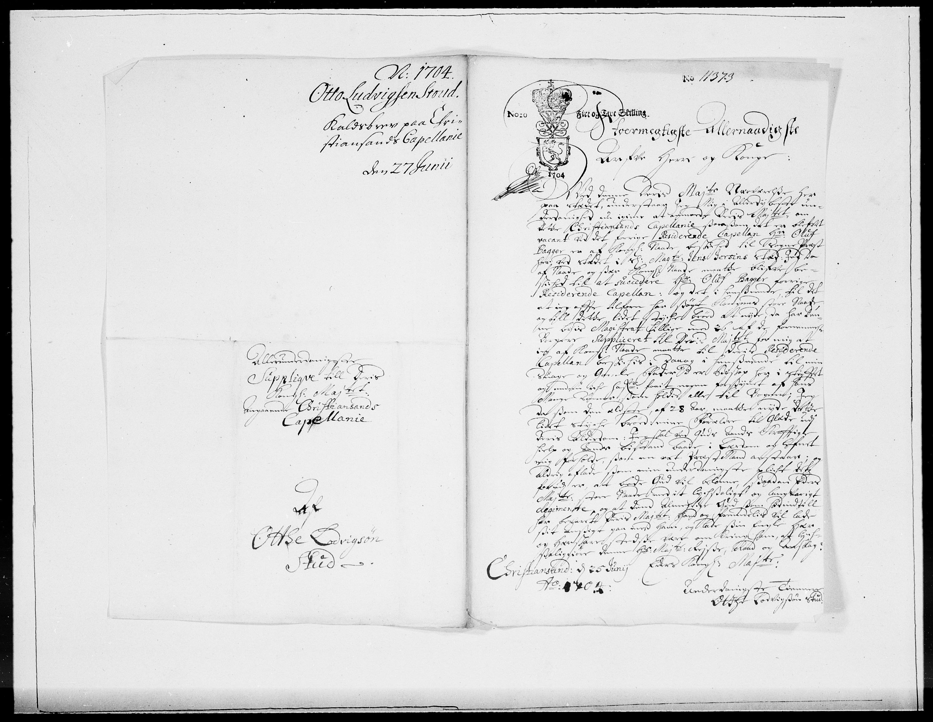 Danske Kanselli 1572-1799, AV/RA-EA-3023/F/Fc/Fcc/Fcca/L0057: Norske innlegg 1572-1799, 1704, p. 100