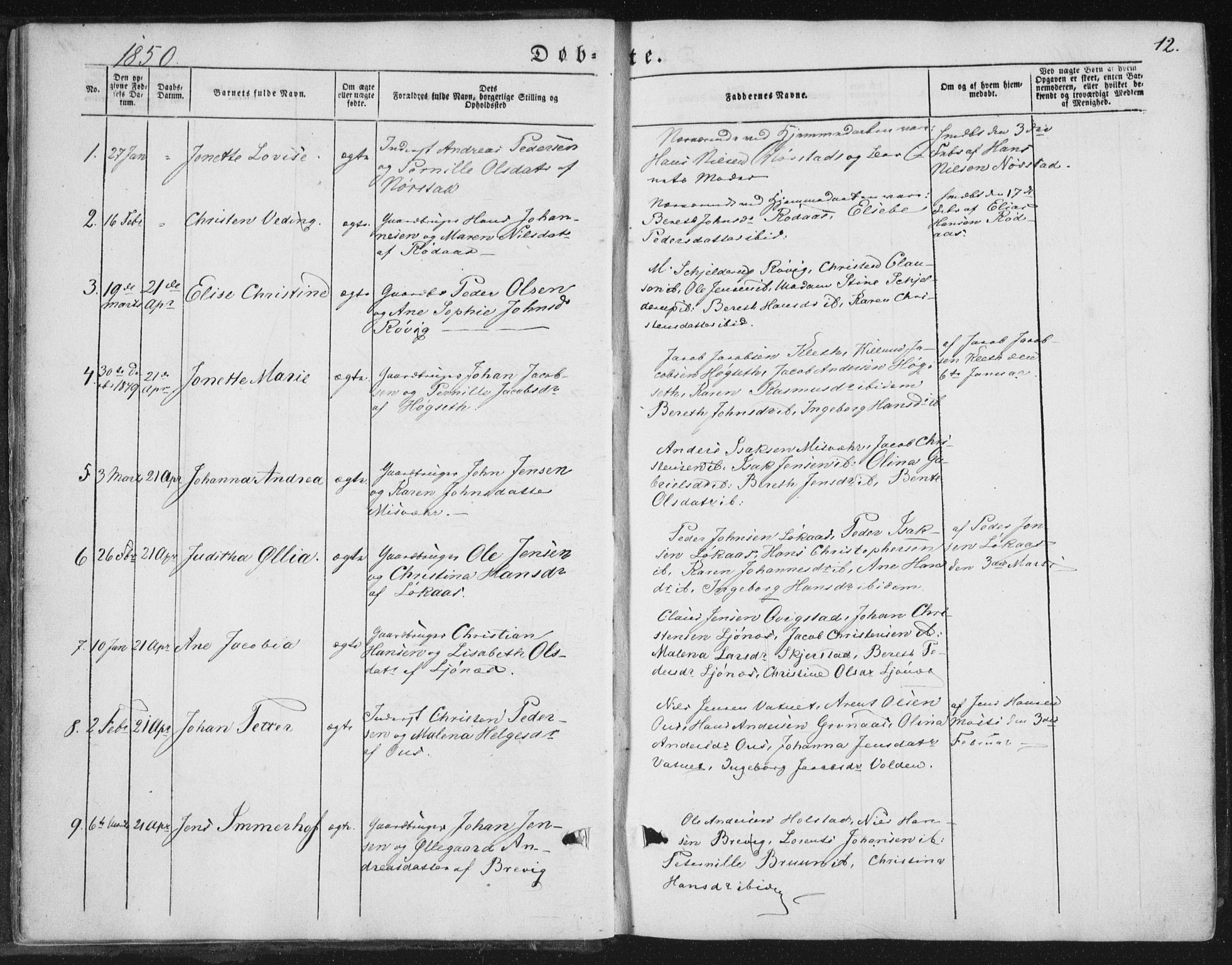 Ministerialprotokoller, klokkerbøker og fødselsregistre - Nordland, SAT/A-1459/852/L0738: Parish register (official) no. 852A08, 1849-1865, p. 12