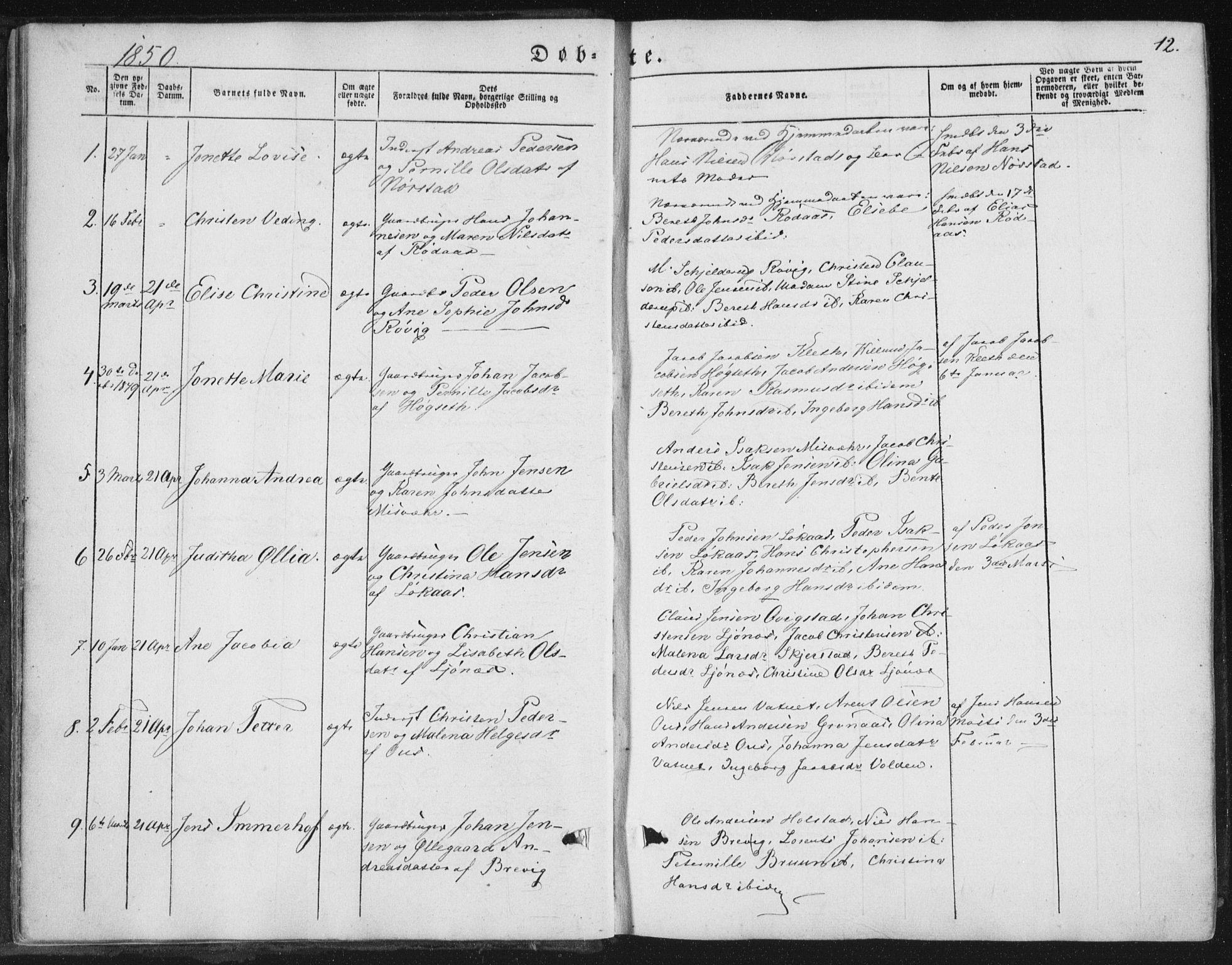 Ministerialprotokoller, klokkerbøker og fødselsregistre - Nordland, AV/SAT-A-1459/852/L0738: Parish register (official) no. 852A08, 1849-1865, p. 12