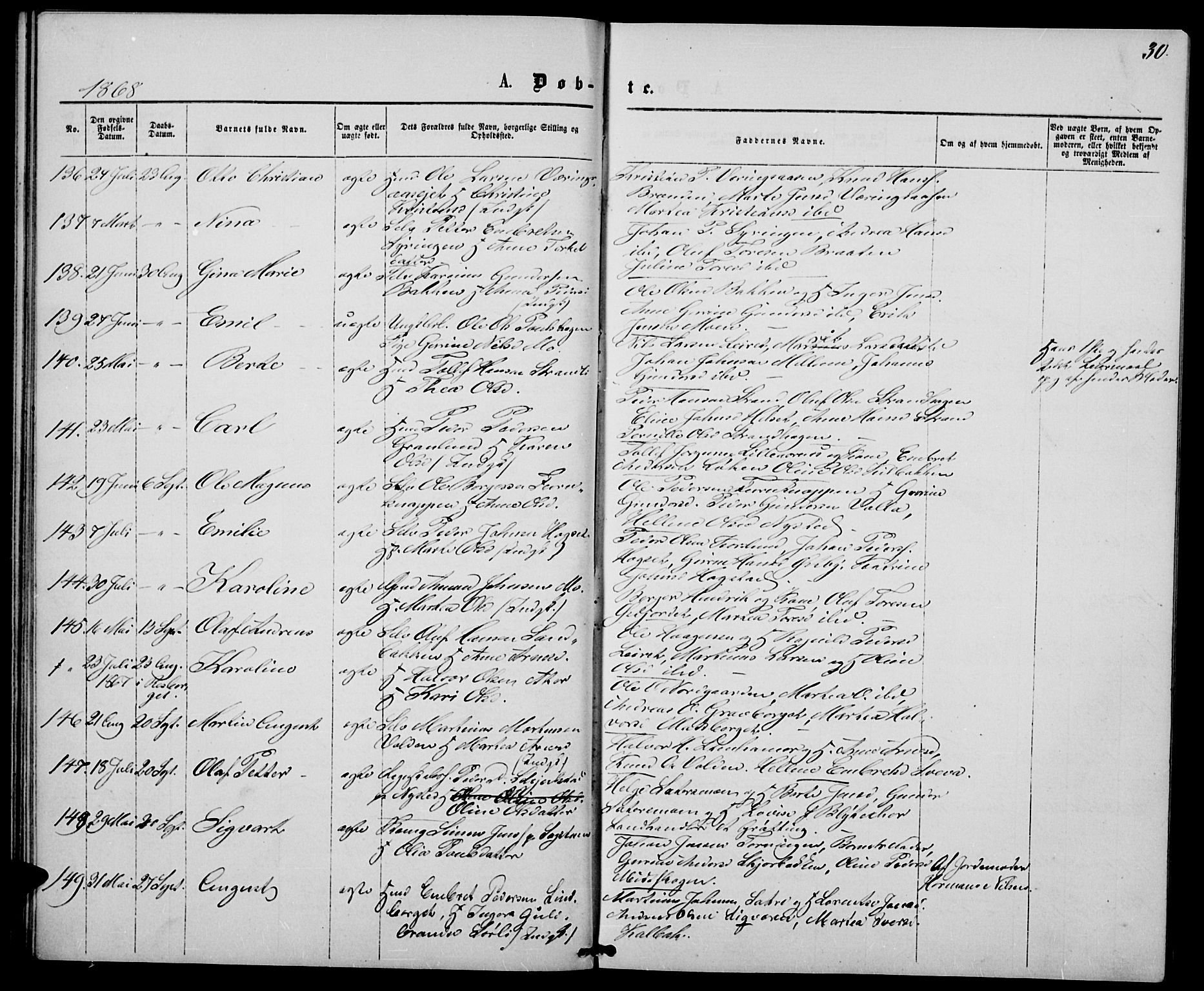 Elverum prestekontor, AV/SAH-PREST-044/H/Ha/Hab/L0004: Parish register (copy) no. 4, 1866-1874, p. 30