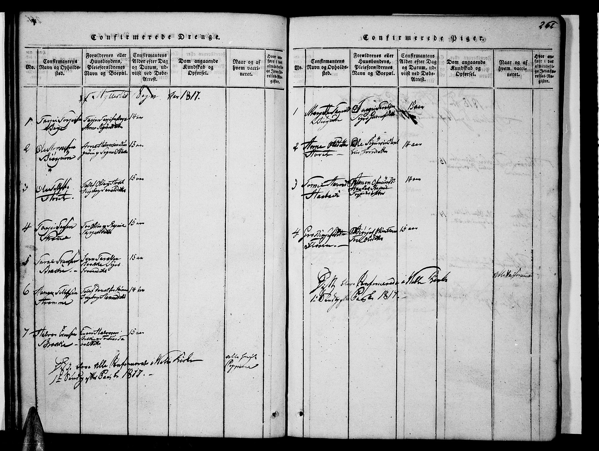 Valle sokneprestkontor, SAK/1111-0044/F/Fb/Fbc/L0001: Parish register (copy) no. B 1 /2, 1816-1829, p. 262