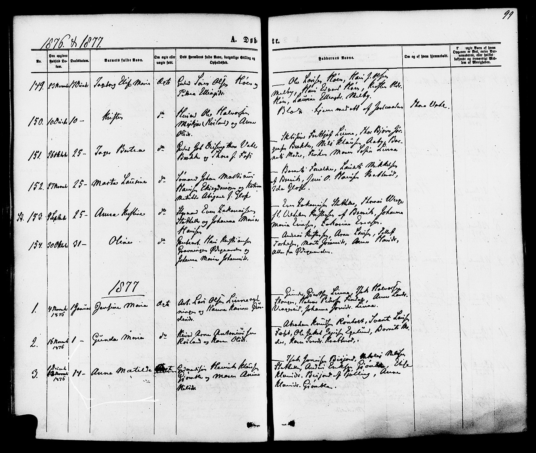 Bamble kirkebøker, SAKO/A-253/F/Fa/L0006: Parish register (official) no. I 6, 1869-1877, p. 99