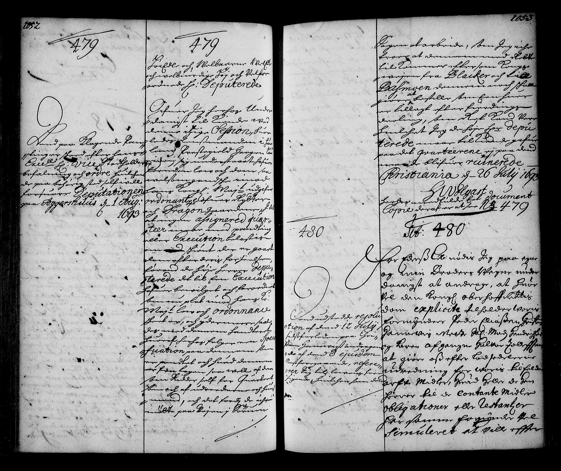 Stattholderembetet 1572-1771, AV/RA-EA-2870/Ae/L0010: Supplikasjons- og resolusjonsprotokoll, 1692-1693, p. 1052-1053