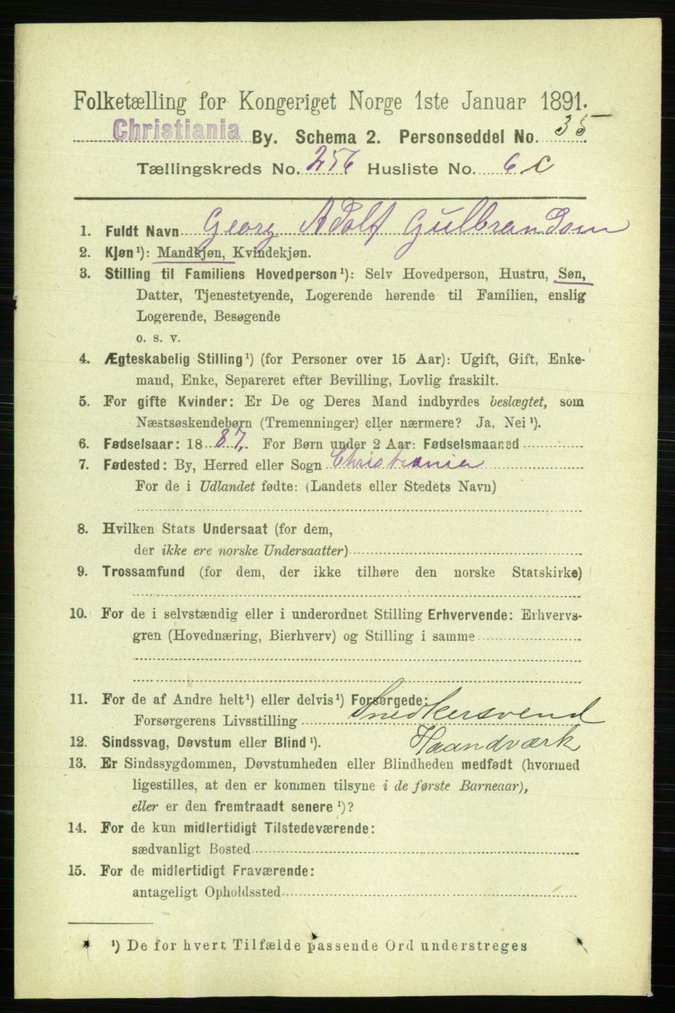 RA, 1891 census for 0301 Kristiania, 1891, p. 156146