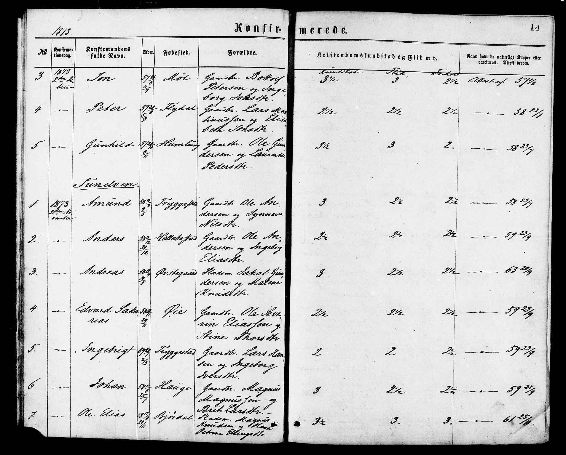 Ministerialprotokoller, klokkerbøker og fødselsregistre - Møre og Romsdal, AV/SAT-A-1454/517/L0227: Parish register (official) no. 517A07, 1870-1886, p. 14