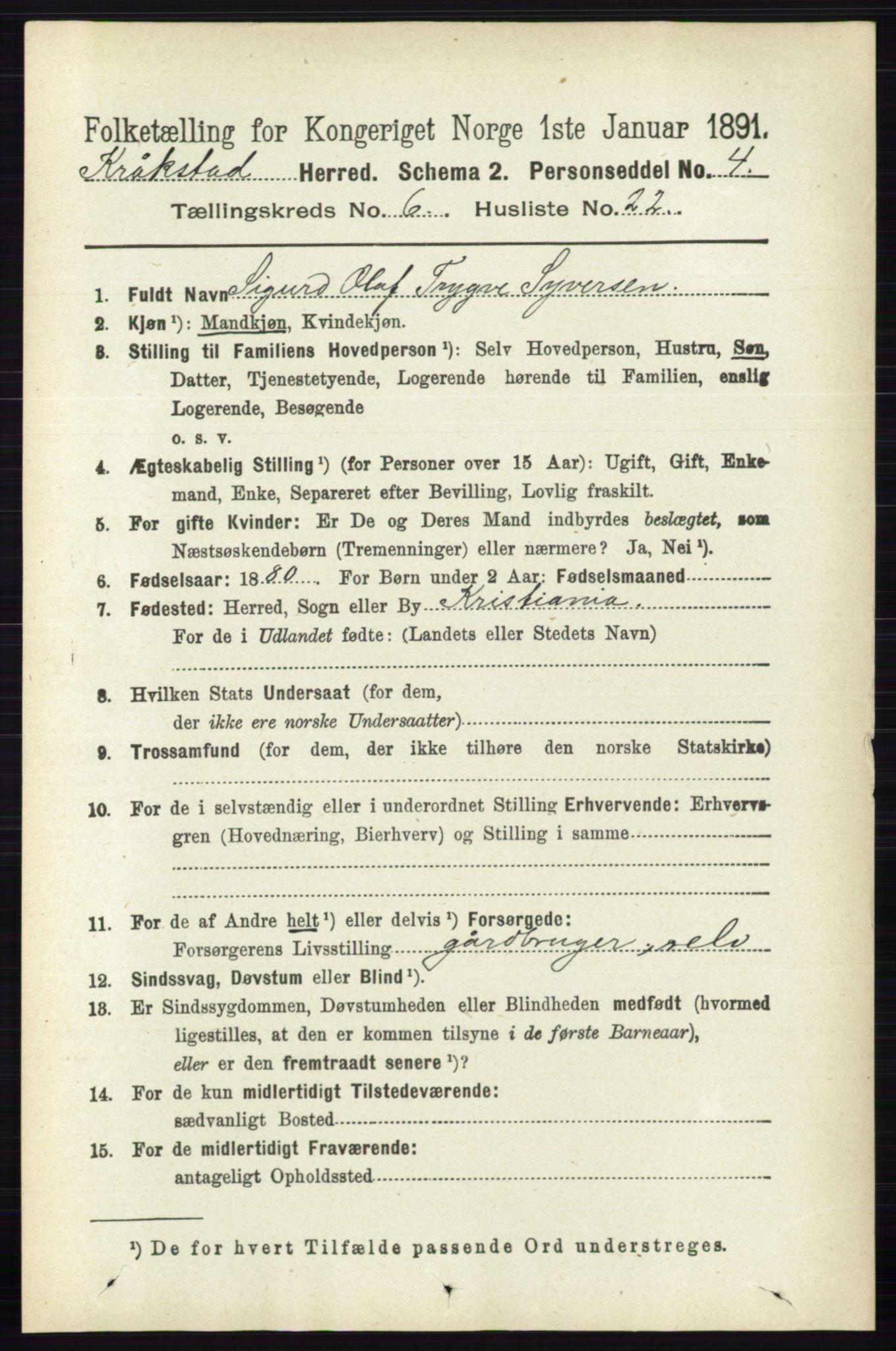 RA, 1891 census for 0212 Kråkstad, 1891, p. 3114