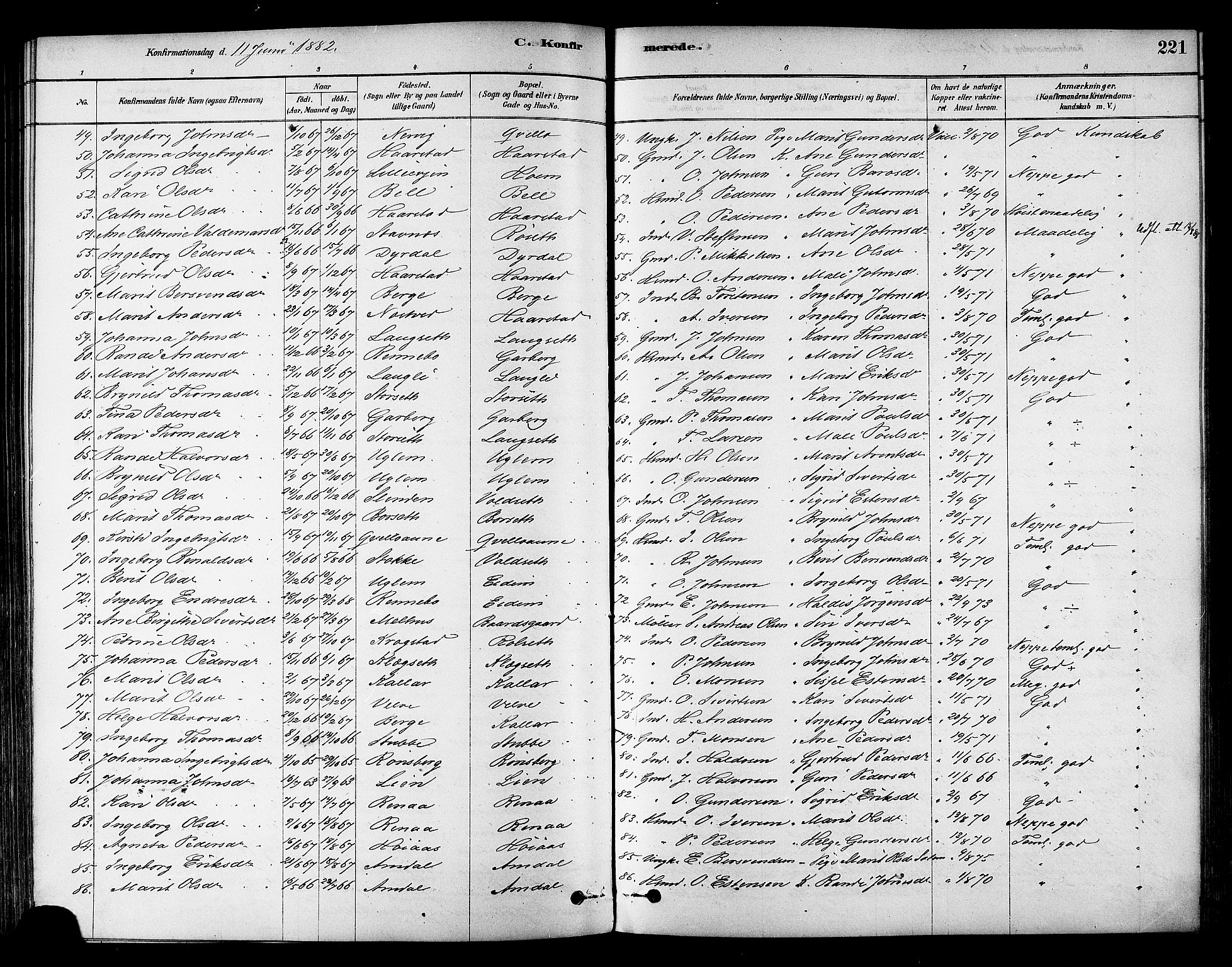 Ministerialprotokoller, klokkerbøker og fødselsregistre - Sør-Trøndelag, AV/SAT-A-1456/695/L1148: Parish register (official) no. 695A08, 1878-1891, p. 221