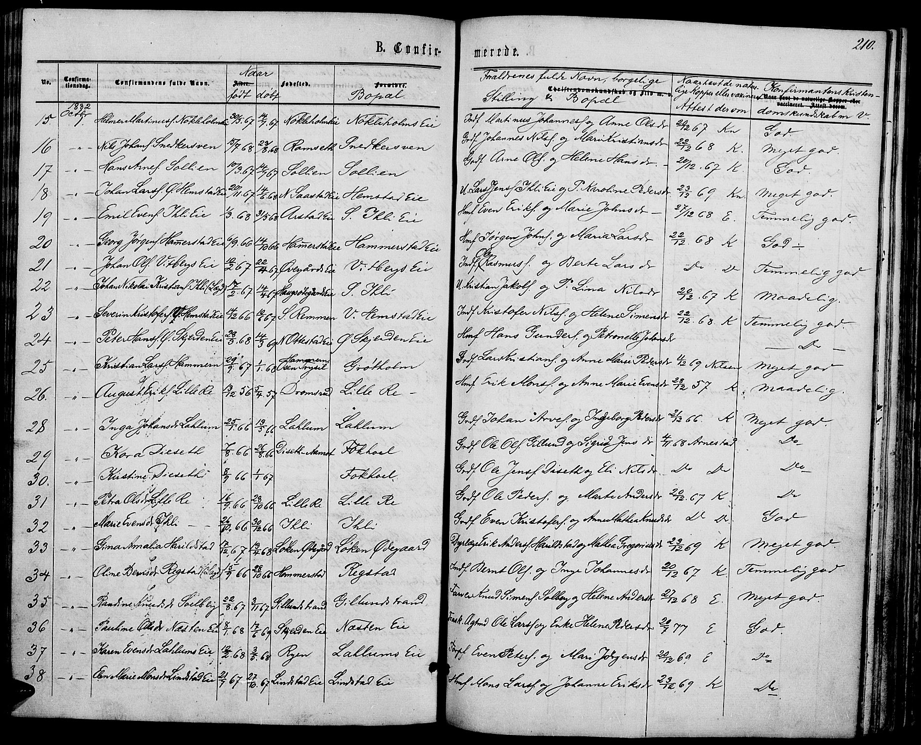 Stange prestekontor, AV/SAH-PREST-002/L/L0006: Parish register (copy) no. 6, 1864-1882, p. 210