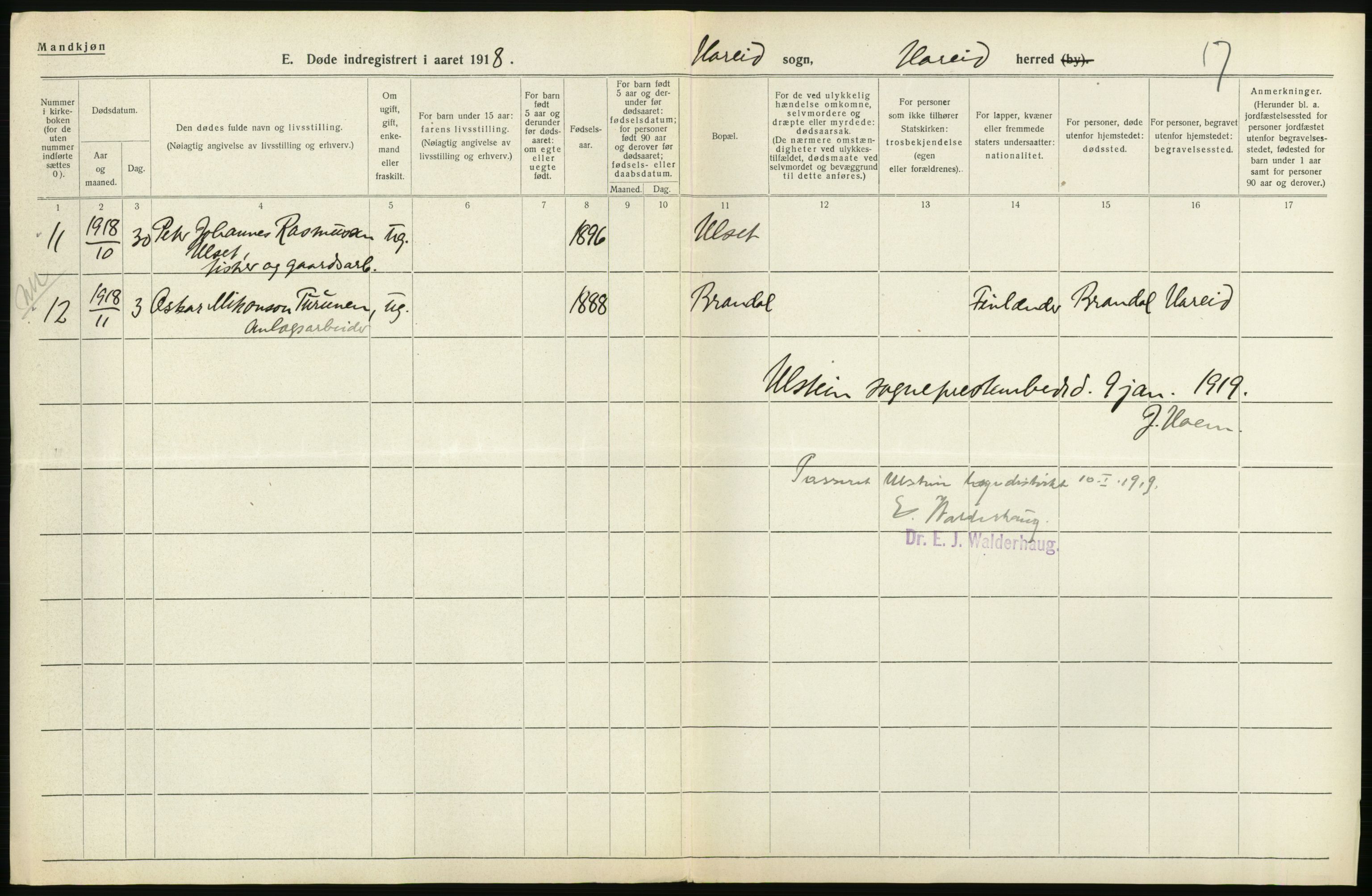 Statistisk sentralbyrå, Sosiodemografiske emner, Befolkning, AV/RA-S-2228/D/Df/Dfb/Dfbh/L0045: Møre fylke: Døde. Bygder og byer., 1918, p. 316