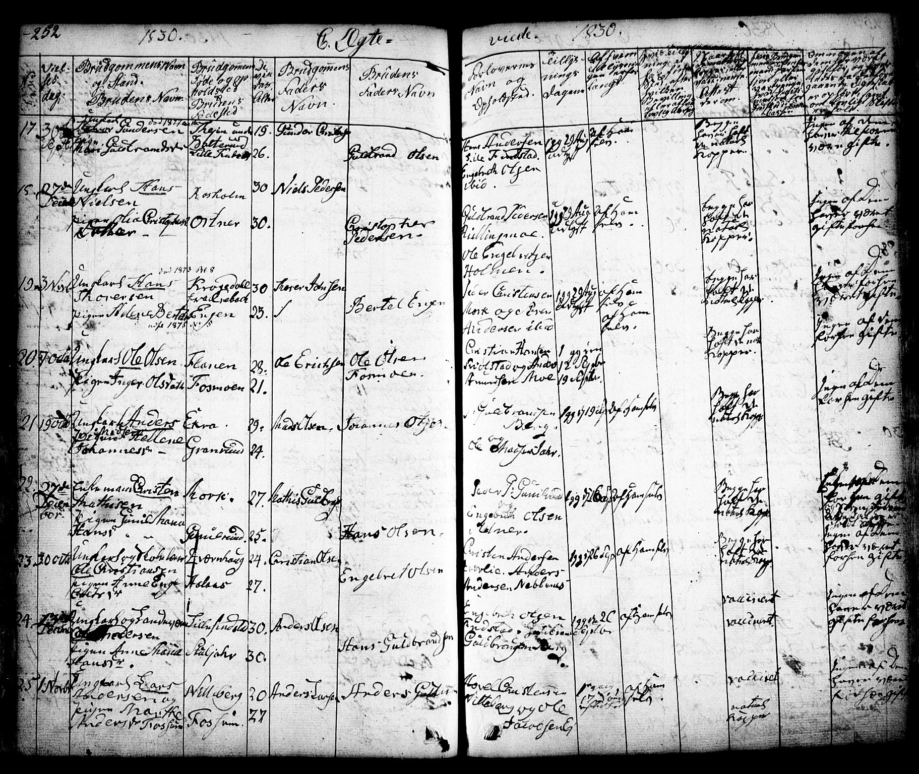 Aurskog prestekontor Kirkebøker, SAO/A-10304a/F/Fa/L0006: Parish register (official) no. I 6, 1829-1853, p. 252