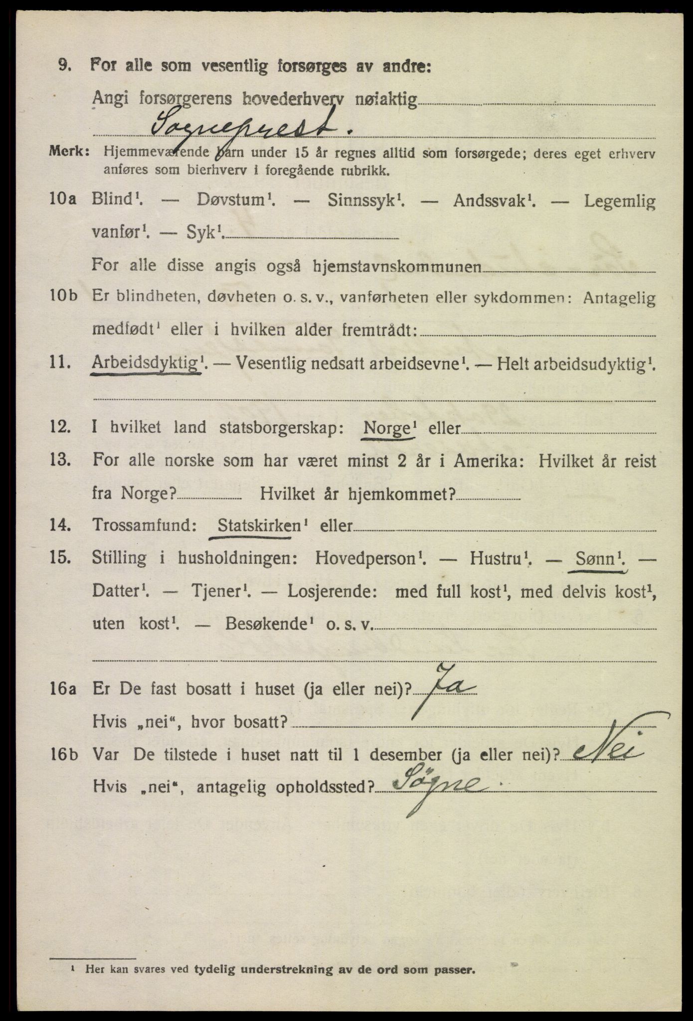 SAK, 1920 census for Sør-Audnedal, 1920, p. 3186