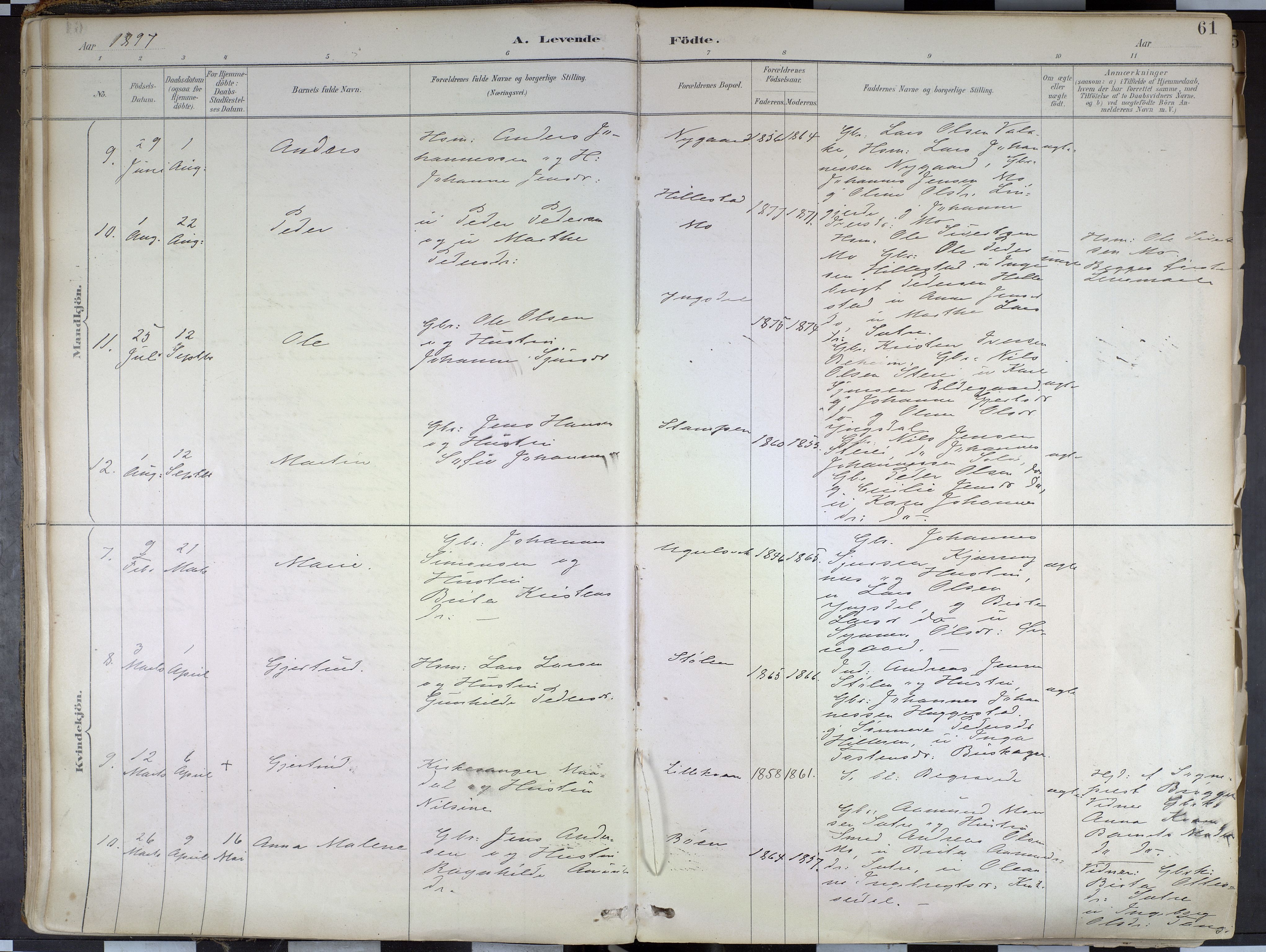 Hafslo sokneprestembete, AV/SAB-A-80301/H/Haa/Haab/L0001: Parish register (official) no. B 1, 1886-1945, p. 61