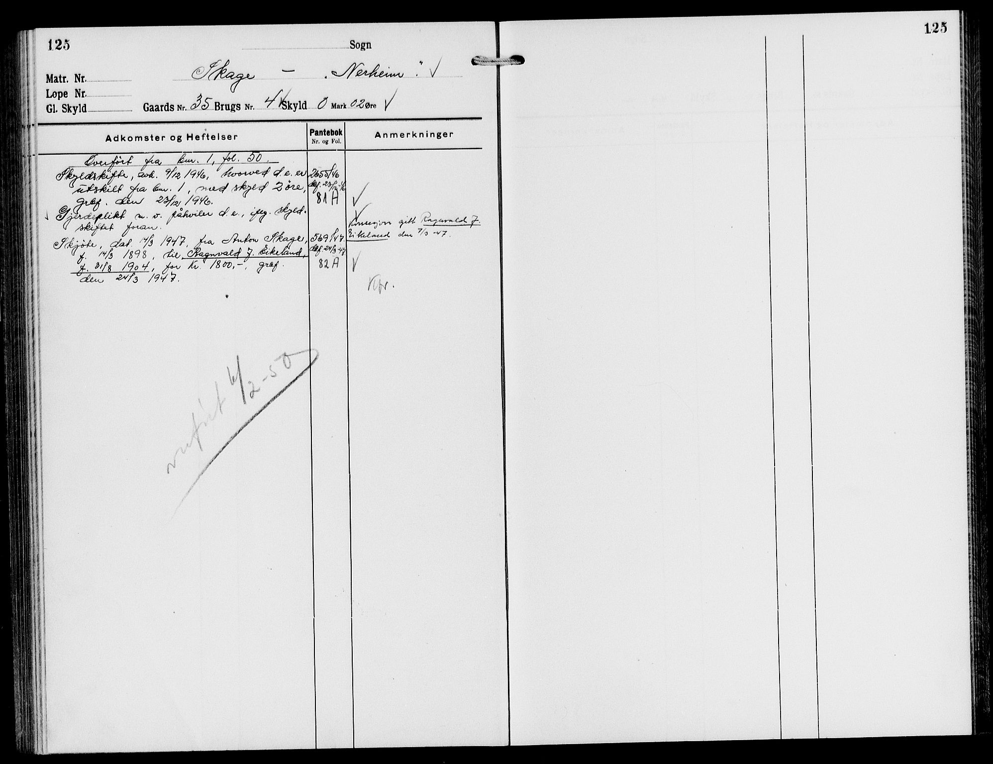 Sunnhordland sorenskrivar, AV/SAB-A-2401/1/G/Ga/Gae/L0006: Mortgage register no. II.A.e.6, 1921-1950, p. 125