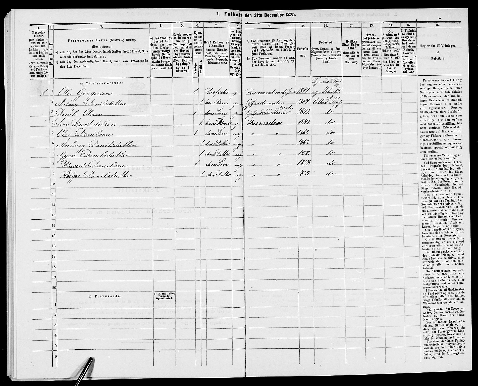 SAK, 1875 census for 0940P Valle, 1875, p. 552