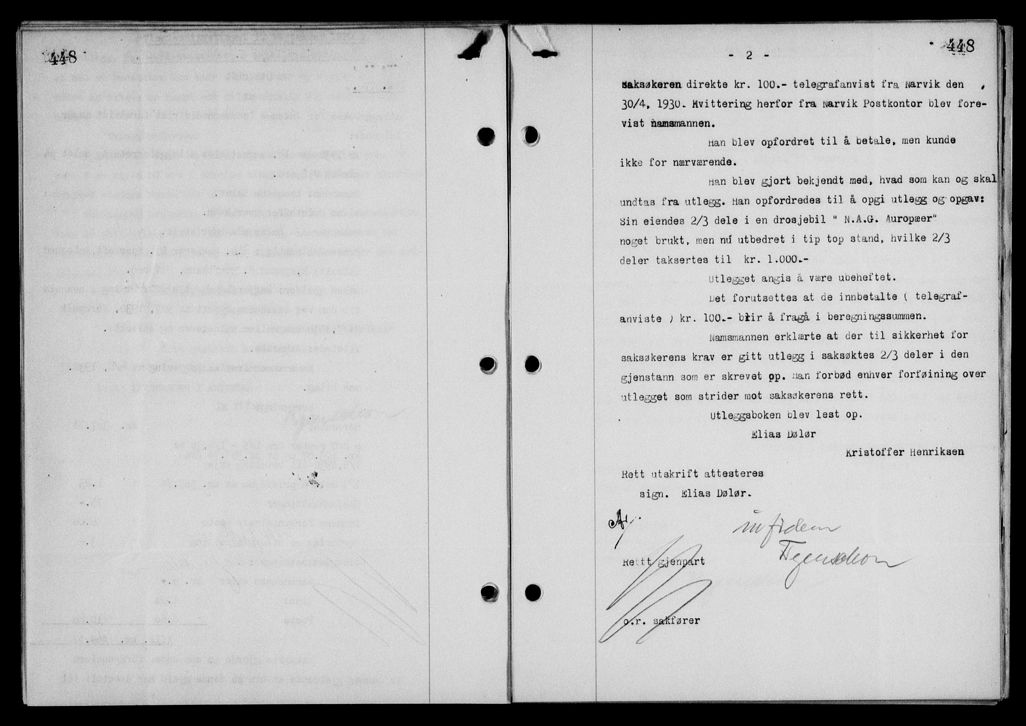 Steigen og Ofoten sorenskriveri, SAT/A-0030/1/2/2C/L0018/0001: Mortgage book no. 20-II og 21, 1930-1931, Deed date: 01.09.1930