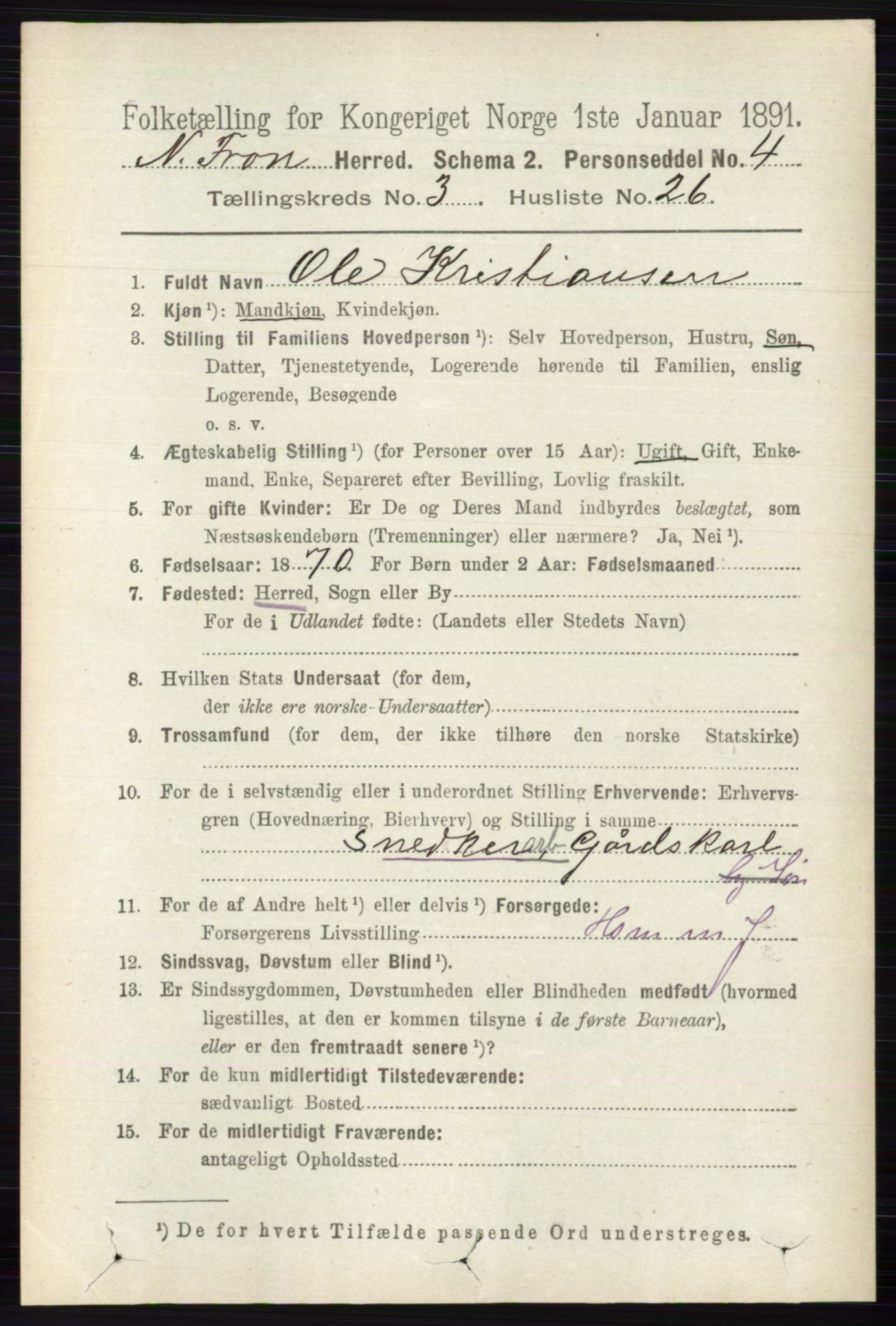 RA, 1891 census for 0518 Nord-Fron, 1891, p. 983