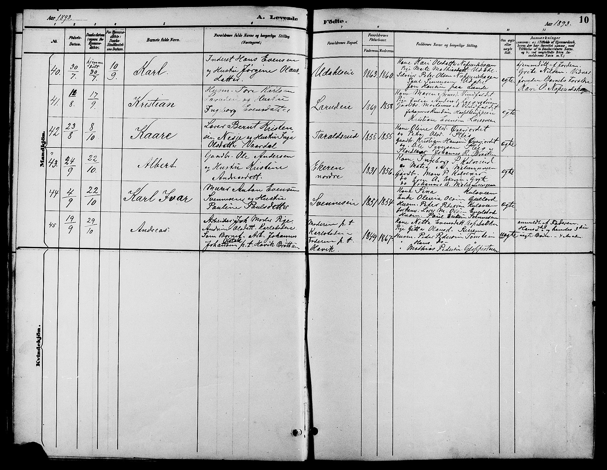 Biri prestekontor, AV/SAH-PREST-096/H/Ha/Hab/L0004: Parish register (copy) no. 4, 1892-1909, p. 10