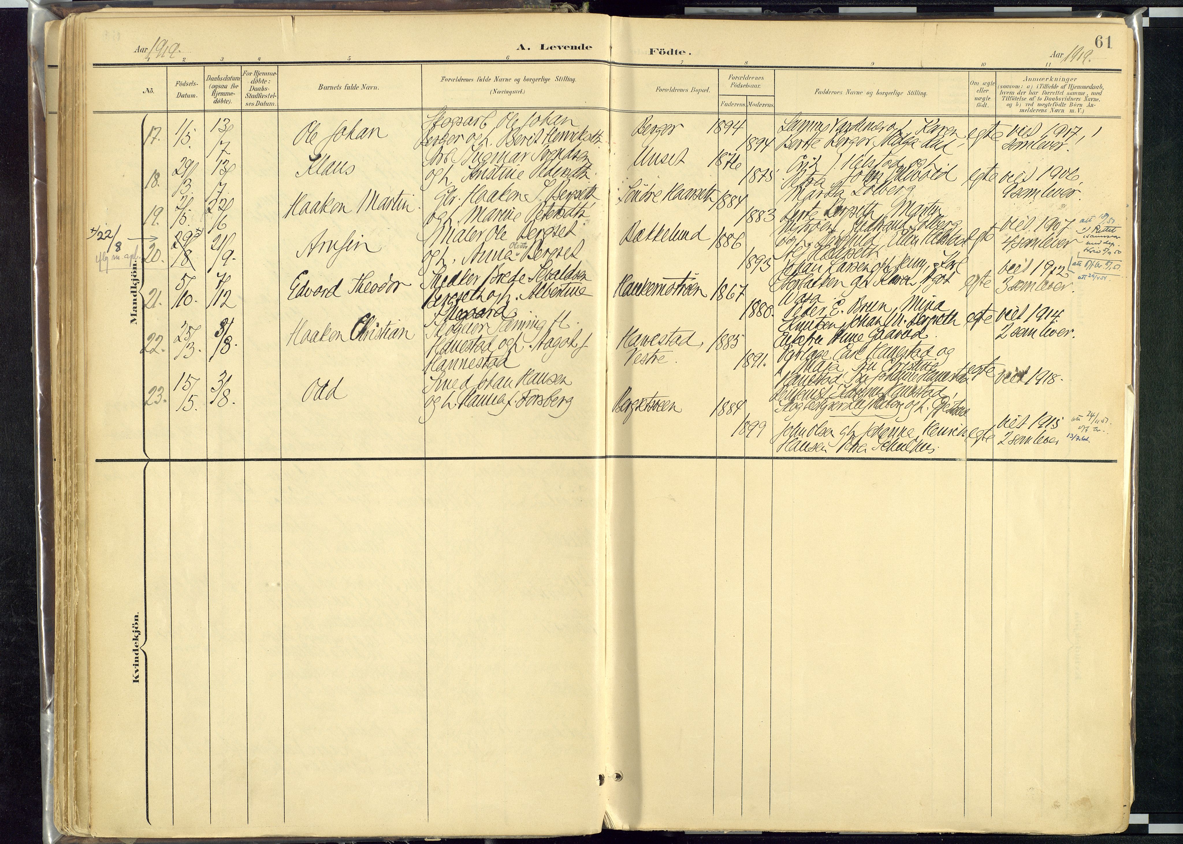 Rendalen prestekontor, AV/SAH-PREST-054/H/Ha/Haa/L0012: Parish register (official) no. 12, 1901-1928, p. 61