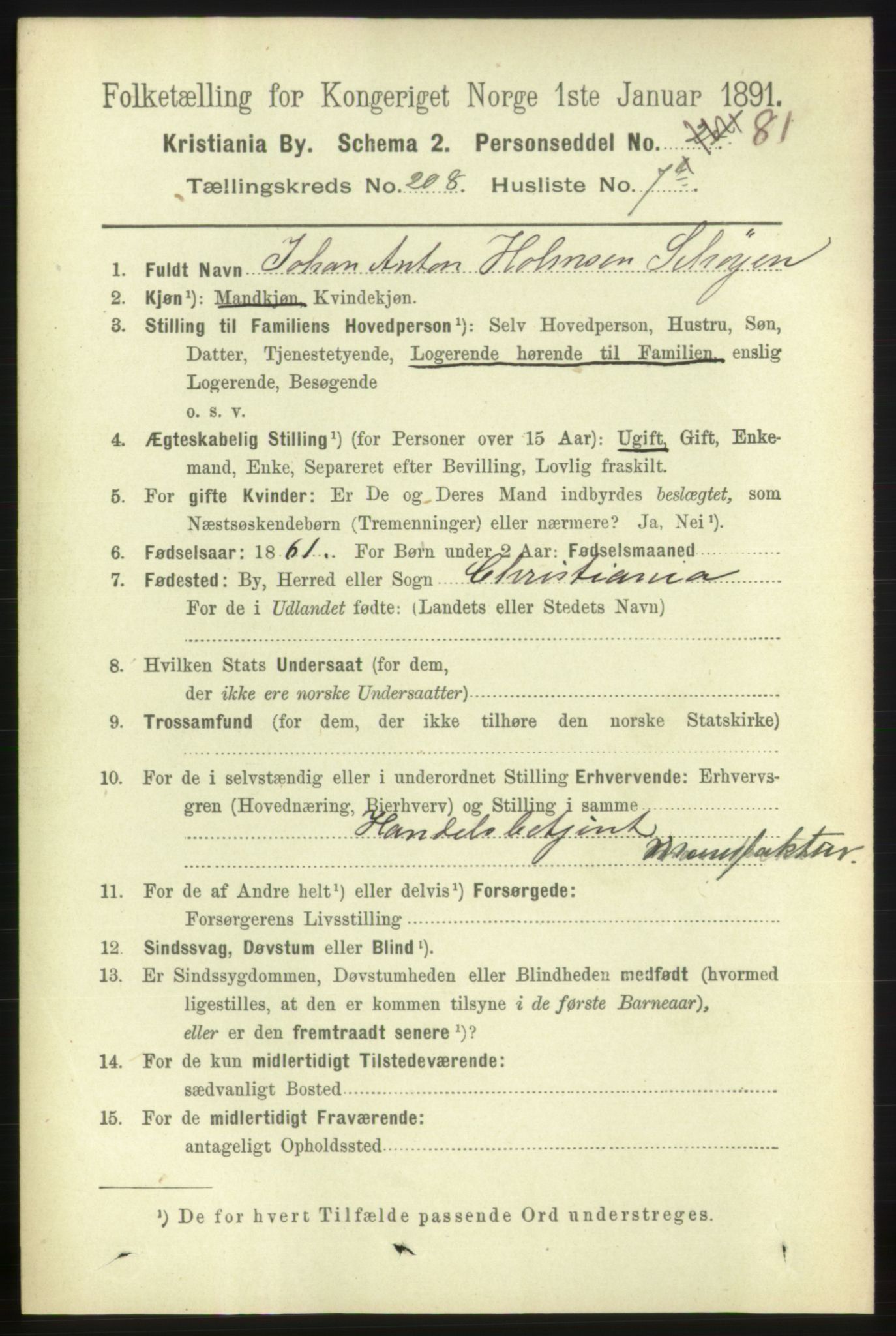 RA, 1891 census for 0301 Kristiania, 1891, p. 125069