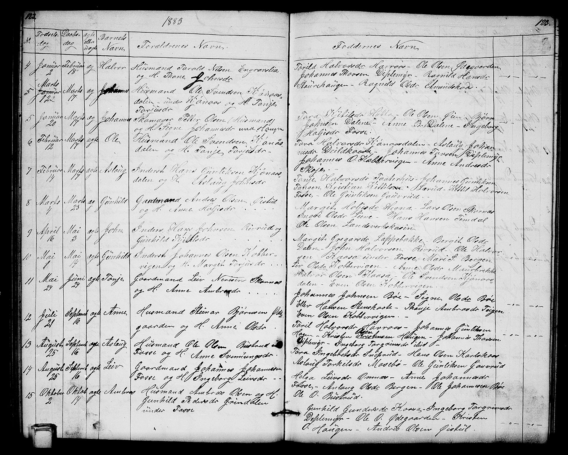 Hjartdal kirkebøker, SAKO/A-270/G/Gb/L0002: Parish register (copy) no. II 2, 1854-1884, p. 122-123