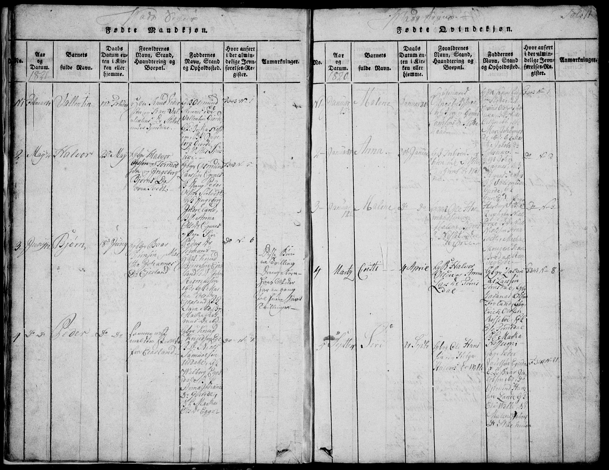 Skjold sokneprestkontor, AV/SAST-A-101847/H/Ha/Hab/L0002: Parish register (copy) no. B 2 /2, 1815-1830, p. 11