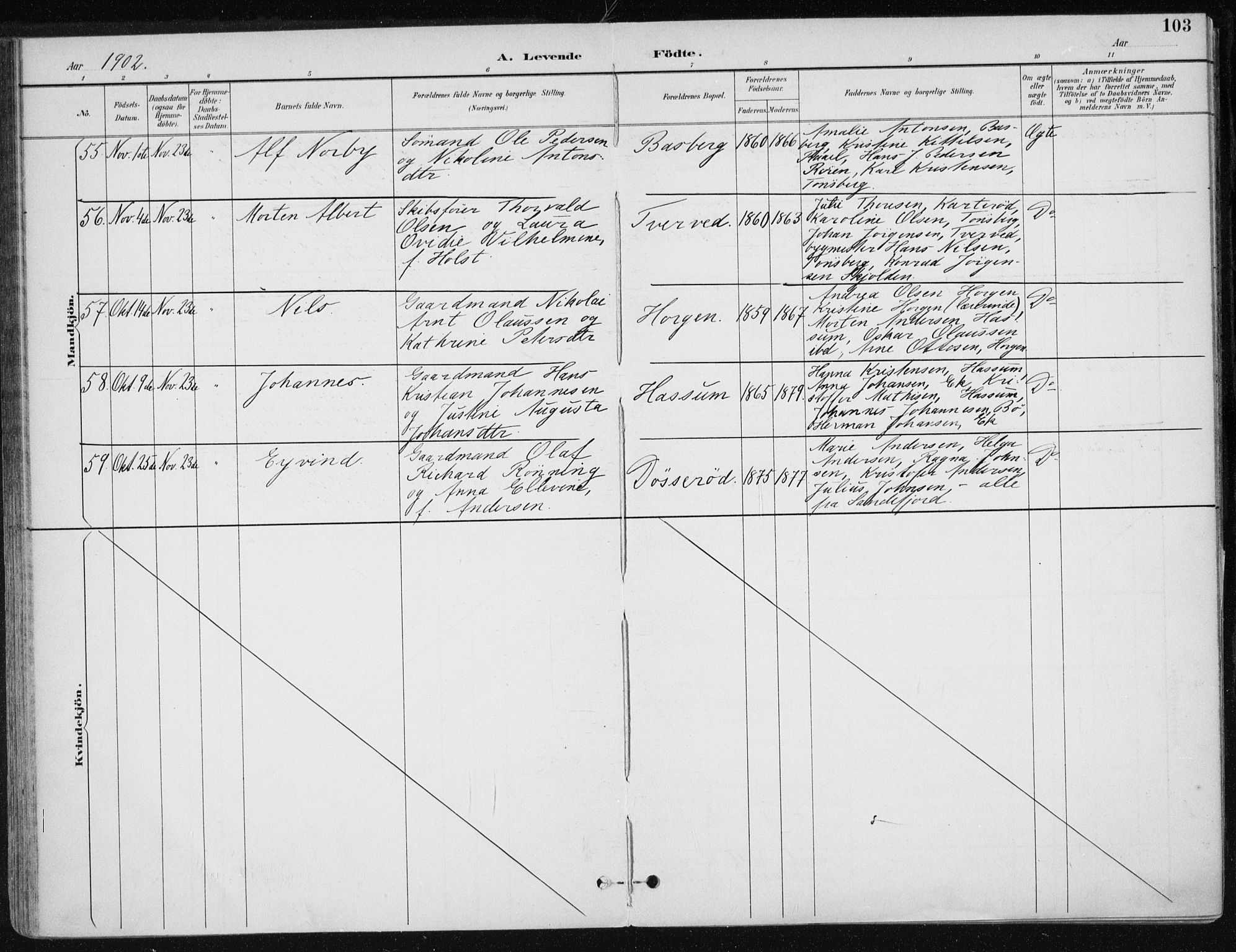 Sem kirkebøker, AV/SAKO-A-5/F/Fb/L0005: Parish register (official) no. II 5, 1892-1904, p. 103