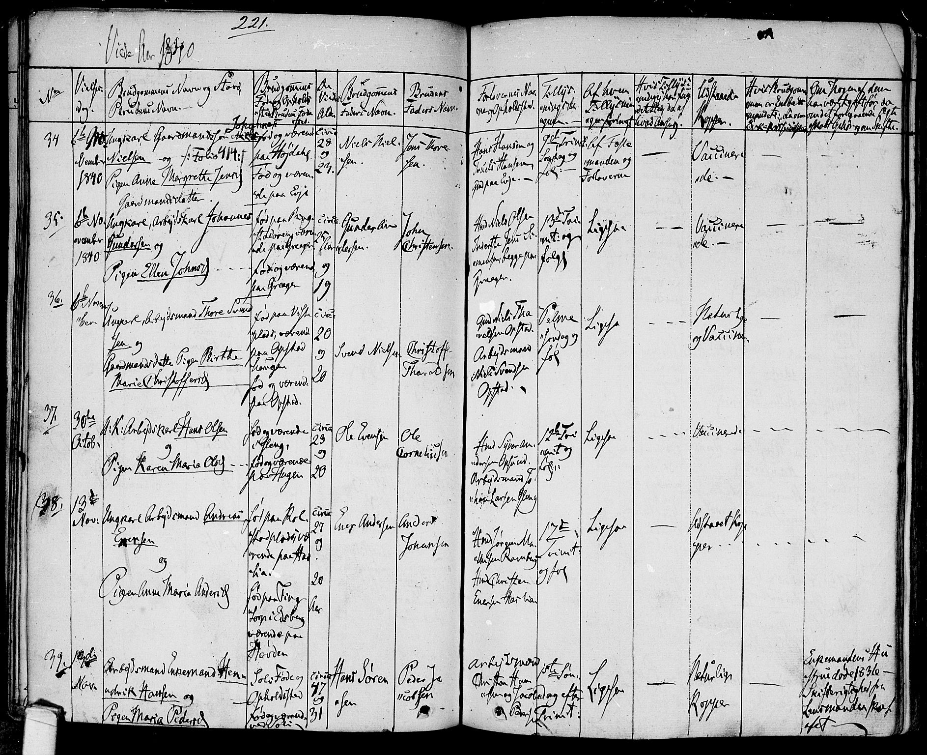Tune prestekontor Kirkebøker, SAO/A-2007/F/Fa/L0008: Parish register (official) no. 8, 1837-1841, p. 221